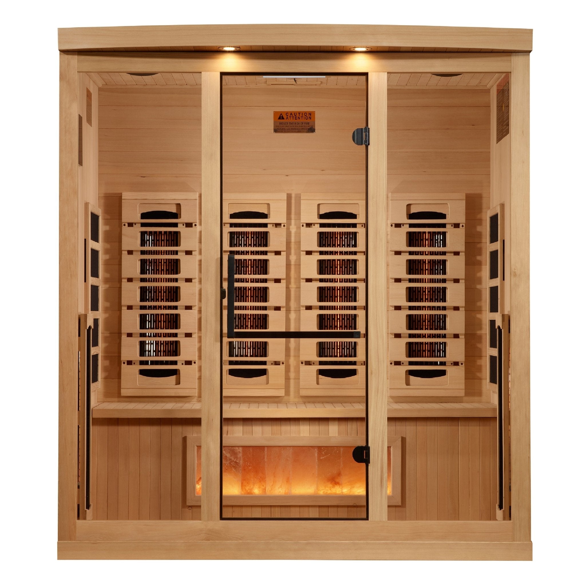 Golden Designs 4-Person Full Spectrum Near Zero EMF FAR Infrared Sauna with Himalayan Salt – Canadian Hemlock - Energize Trek
