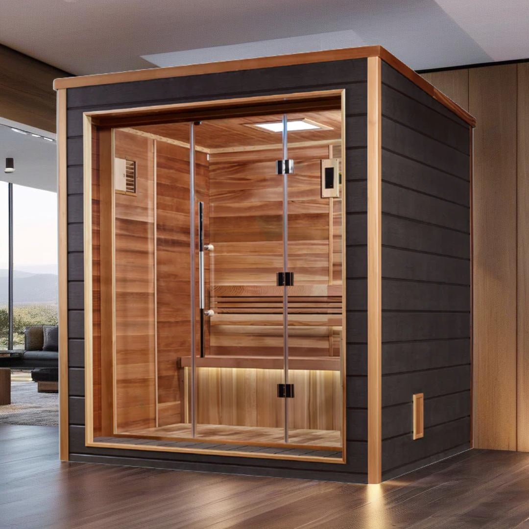 Golden Designs Drammen 3-Person Outdoor Traditional Sauna - Canadian Red Cedar Interior - Energize Trek