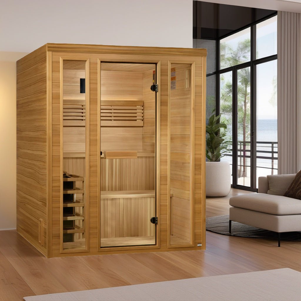Golden Designs Engelberg Edition 6-Person Traditional Steam Sauna - Premium Clear Cedar - Energize Trek