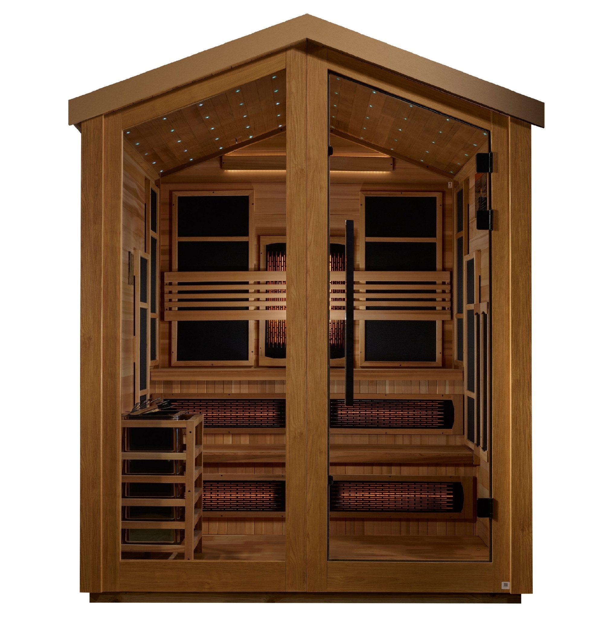 Golden Designs Kaskinen 6-Person Hybrid Outdoor Sauna – Canadian Red Cedar Interior - Energize Trek