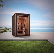 Golden Designs Nora 2-Person Outdoor Hybrid Sauna – Premium Canadian Hemlock Wood Construction with Carbon Heating Panels - Energize Trek