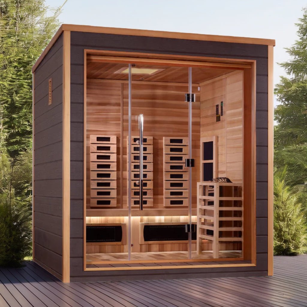 Golden Designs Visby 3 Person Outdoor-Indoor PureTech™ Hybrid Full Spectrum Sauna - Energize Trek