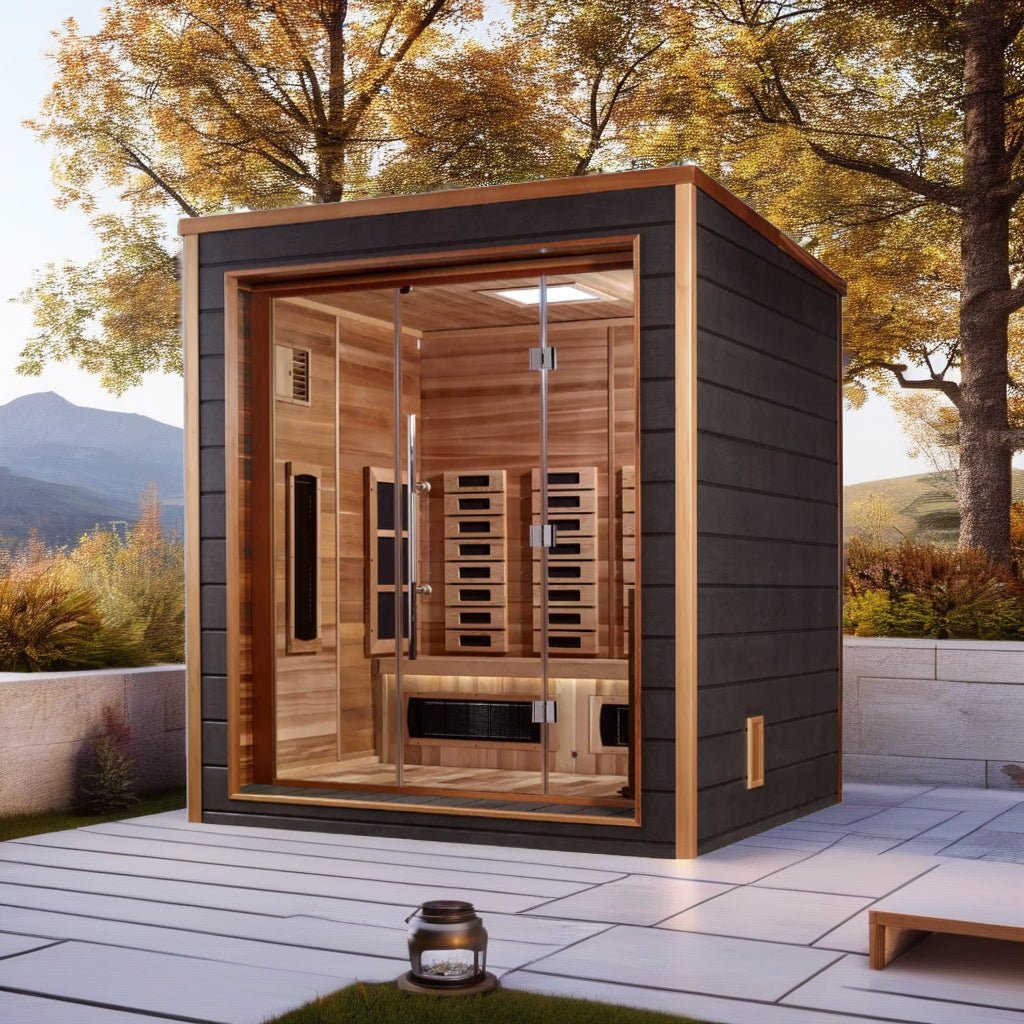 Golden Designs Visby 3 Person Outdoor-Indoor PureTech™ Hybrid Full Spectrum Sauna - Energize Trek