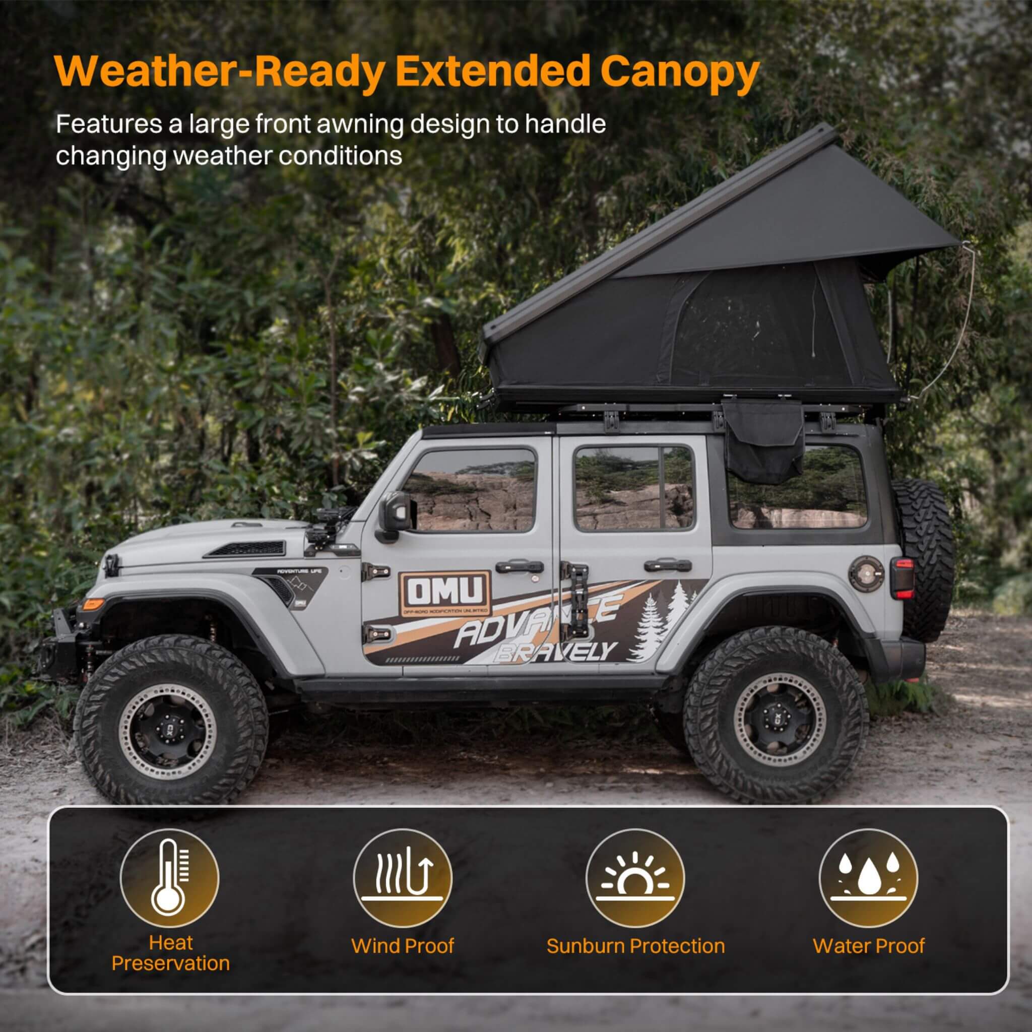 Heavy Duty 2-3 Person Hardshell Rooftop Tent With Ladder (SAK93120) - Energize Trek