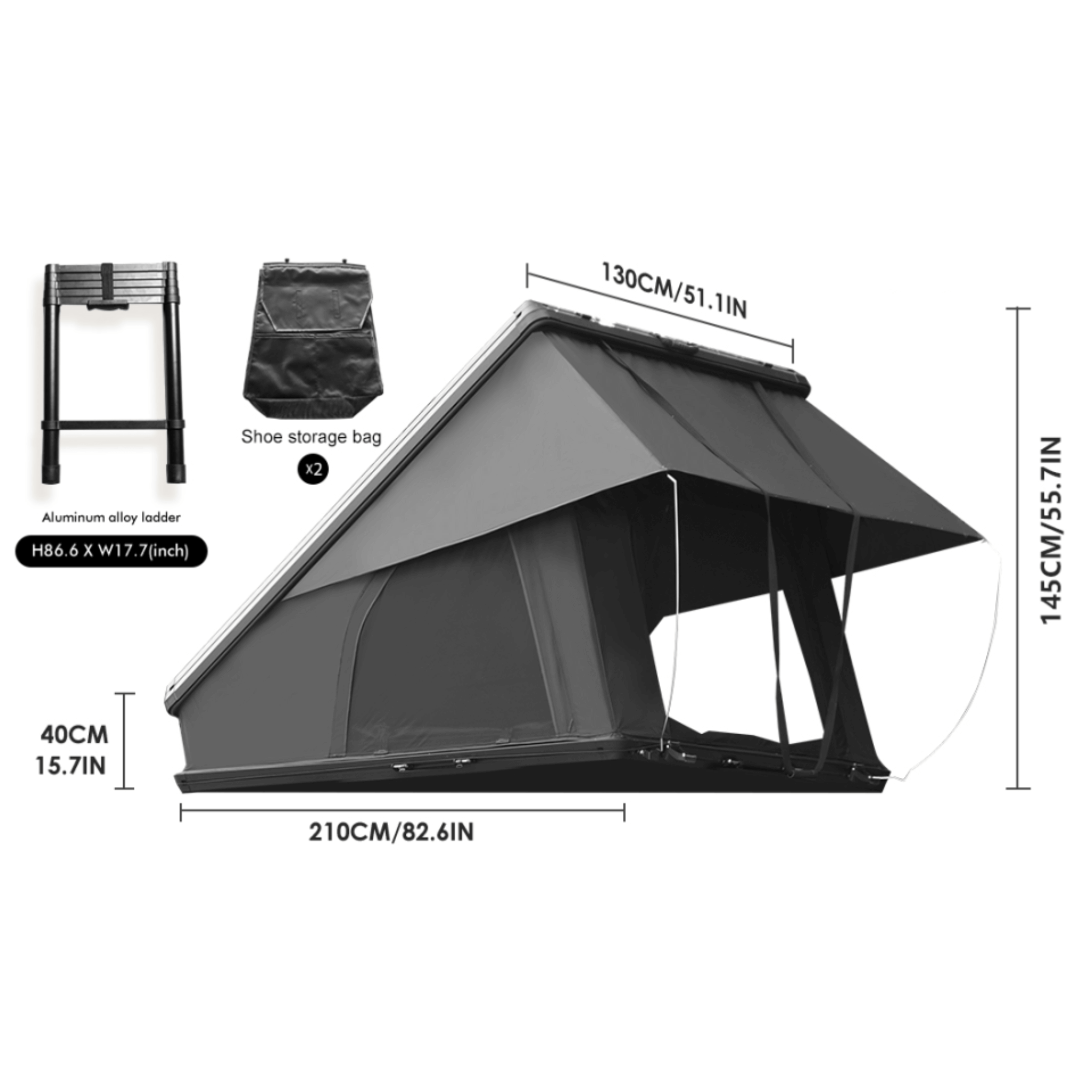 Heavy Duty 2-3 Person Hardshell Rooftop Tent With Ladder (SAK93120) - Energize Trek