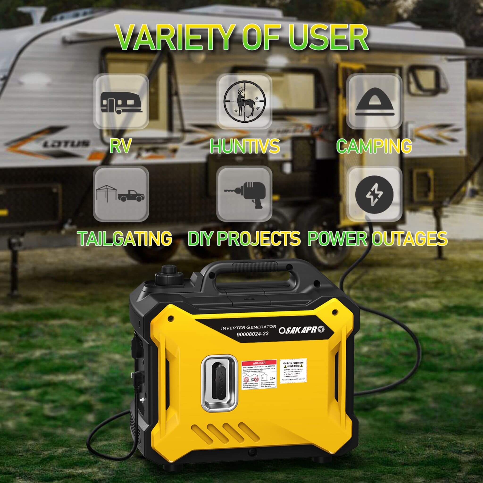 Heavy Duty 79CC Ultra Quiet 2000W Inverter Portable Gas Generator (SAK75290) - Energize Trek