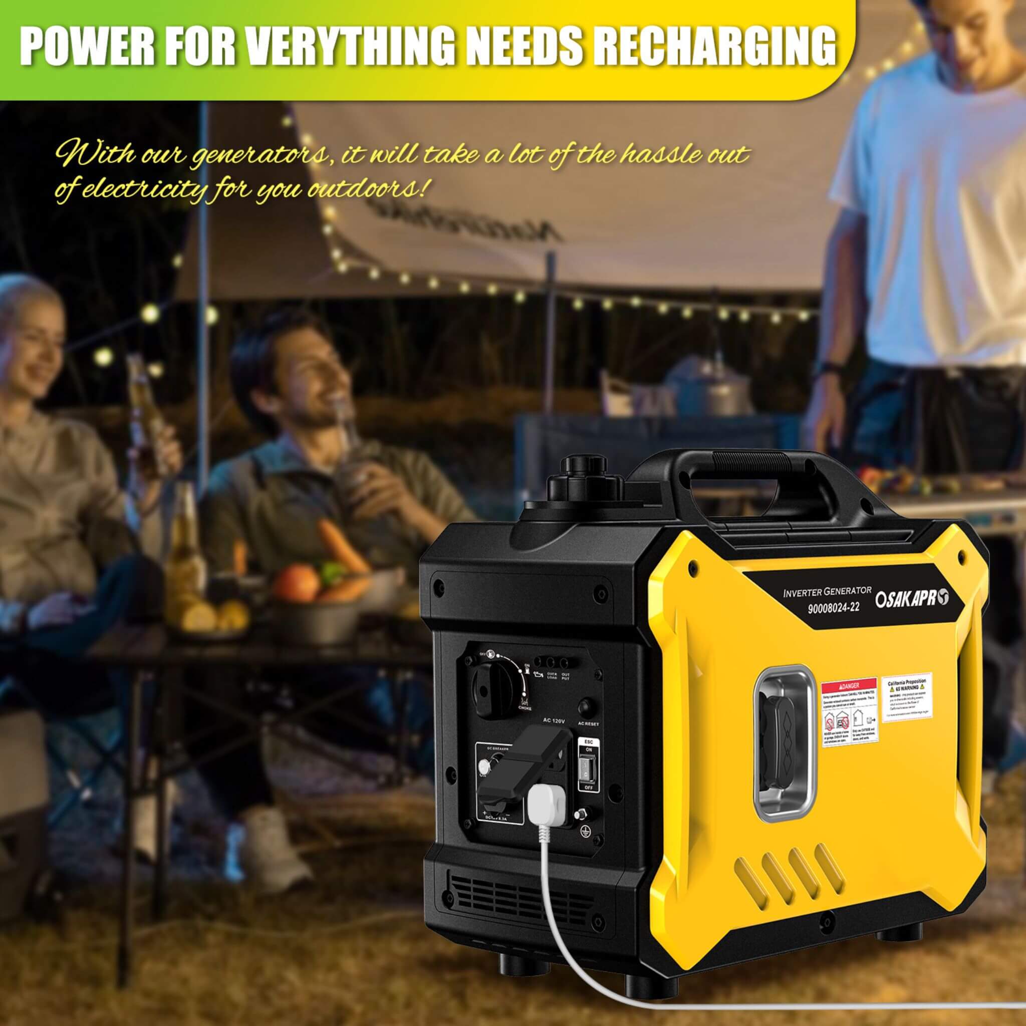 Heavy Duty 79CC Ultra Quiet 2000W Inverter Portable Gas Generator (SAK75290) - Energize Trek