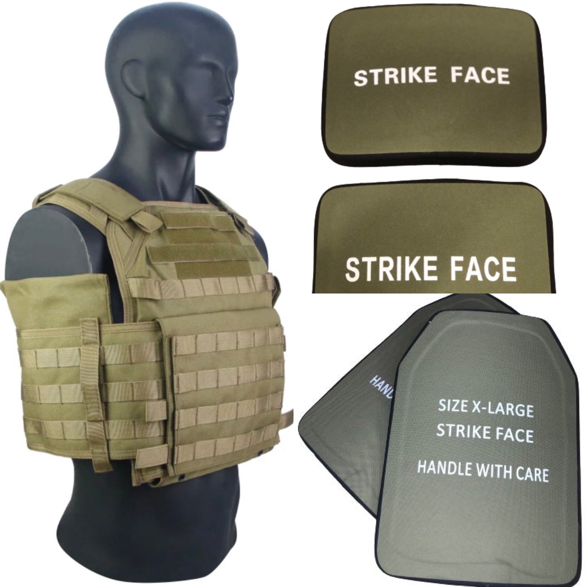 BIG BOY VEST XL COMBO PACKAGE LIGHTWEIGHT LEVEL IV (2) 10x13.5 Front/Back Plates (2) 8x6 Side Plates (LVL IV Ceramic) - Energize Trek