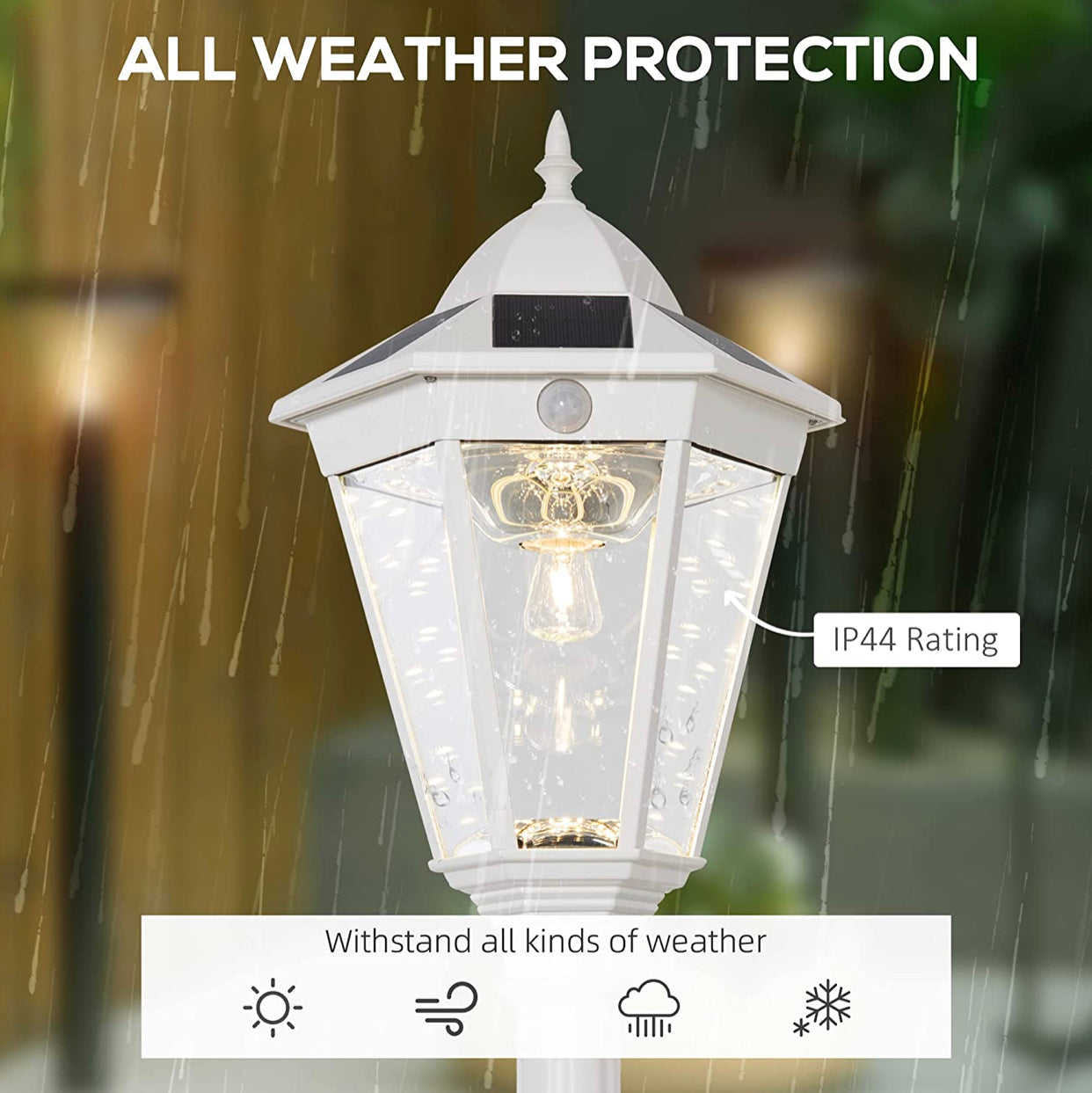 SmartYard 77" Solar Lamp Post Light, Waterproof Aluminum And Glass Outdoor Vintage Post Lamp - Energize Trek