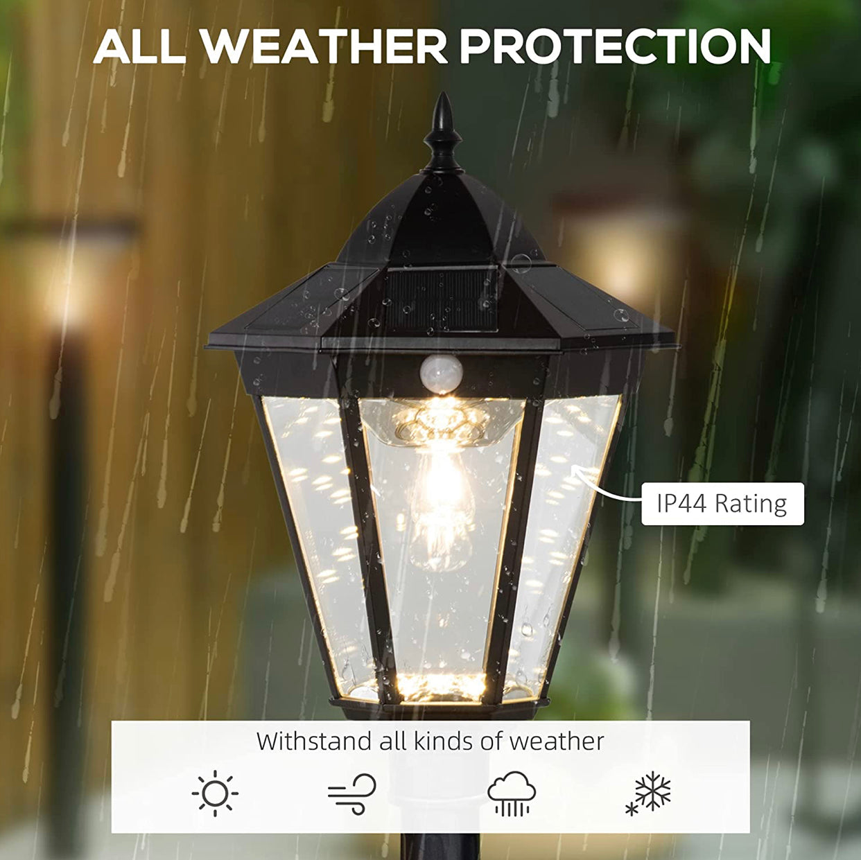 SmartYard 77" Solar Lamp Post Light, Waterproof Aluminum And Glass Outdoor Vintage Post Lamp - Energize Trek