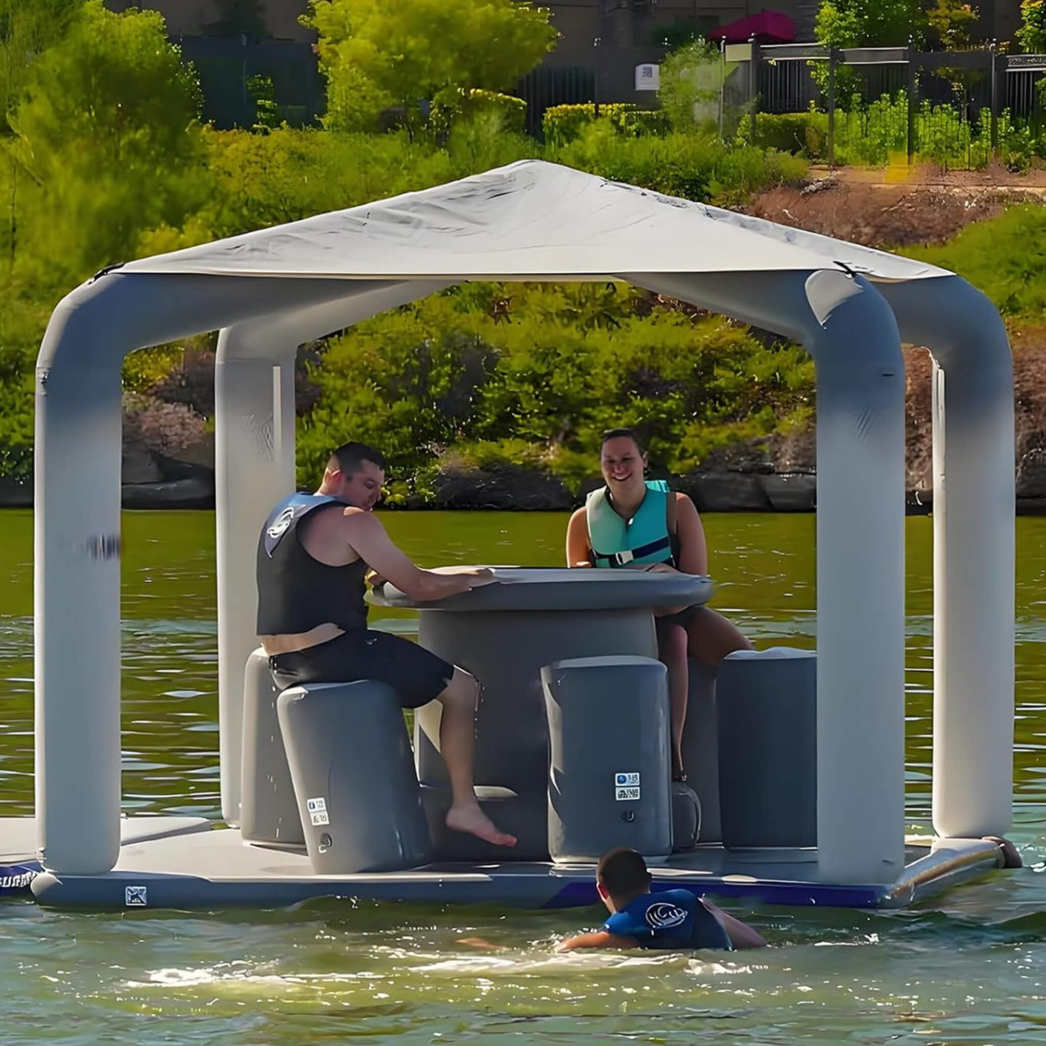 Inflatable Floating Water Dock Platform Island With Roof & Air Pump (SAK17584) - Energize Trek