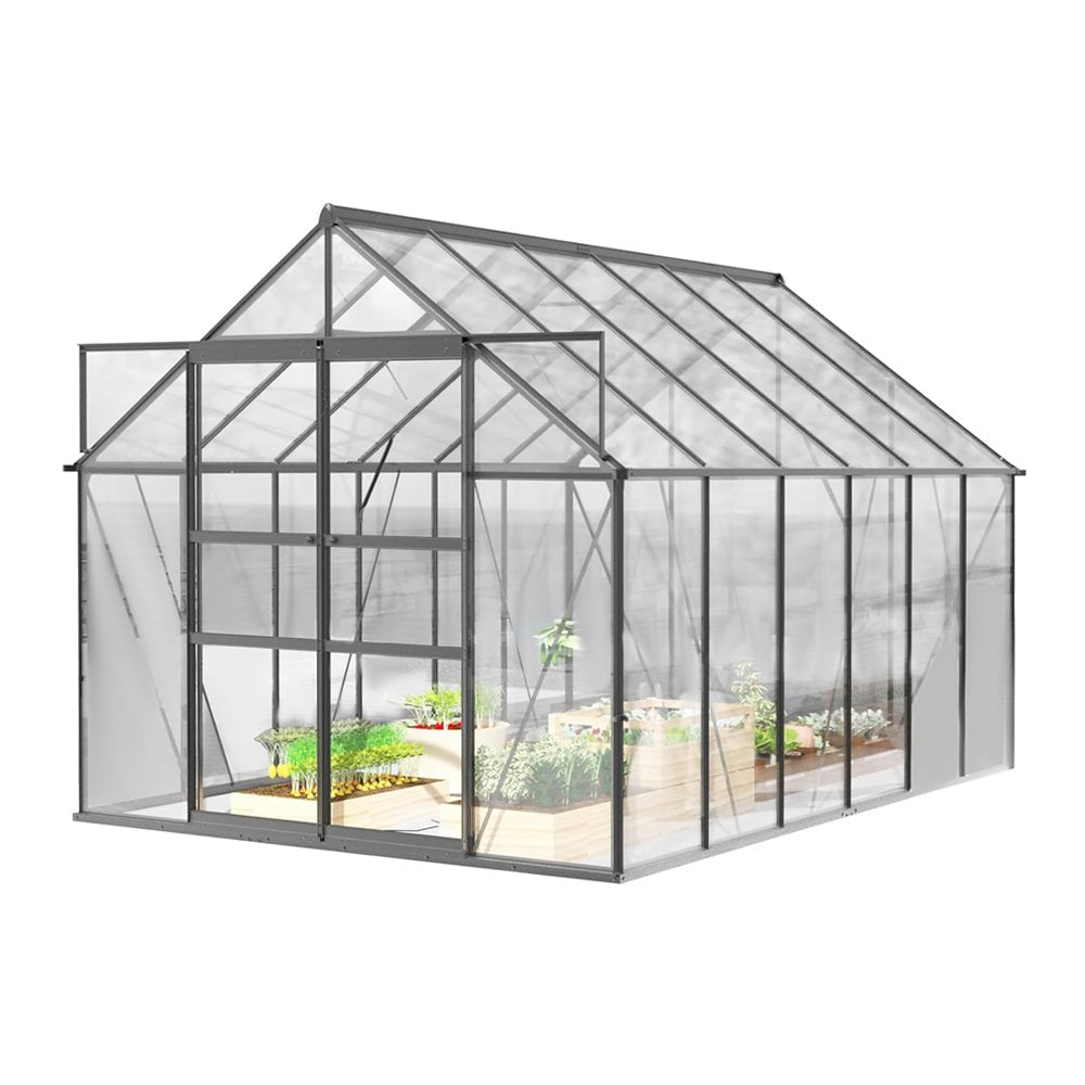 [08x12FT] Large Heavy Duty Outdoor Walk-In Polycarbonate Greenhouse Kit With Adjustable Vents And Sliding Doors (95736851) - Energize Trek