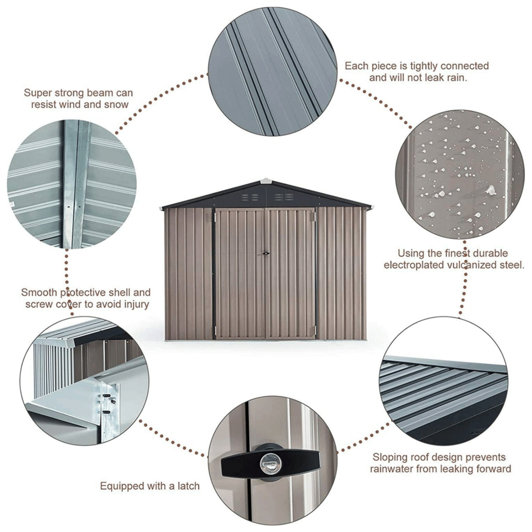 [06X08FT] Large Outdoor Metal Hanover Storage Cabin House Shed (SAK94577) - Energize Trek