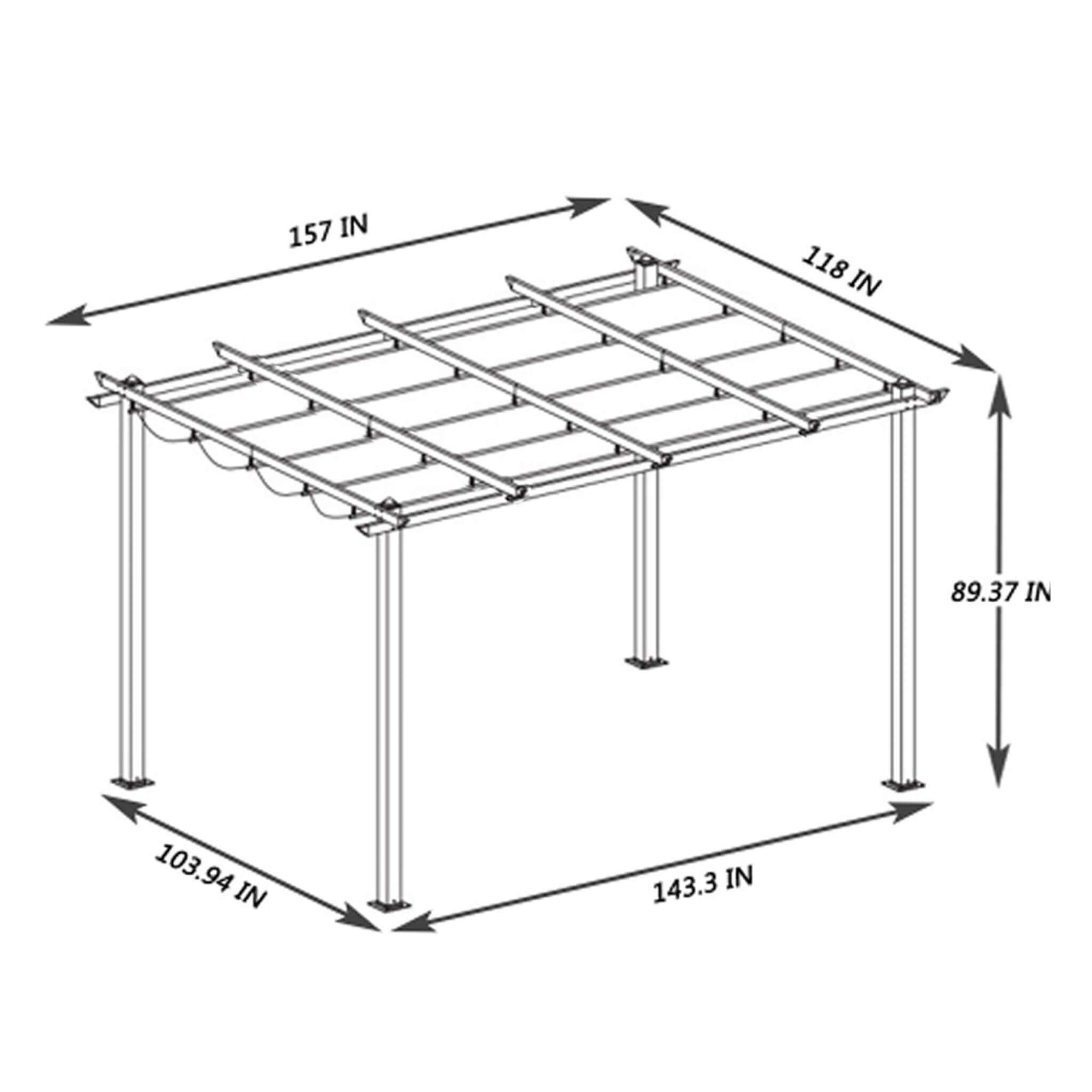 [10x13FT] Large Outdoor Patio Pergola With Canopy & Retractable Sun Shades, Beige (SAK51842) - Energize Trek