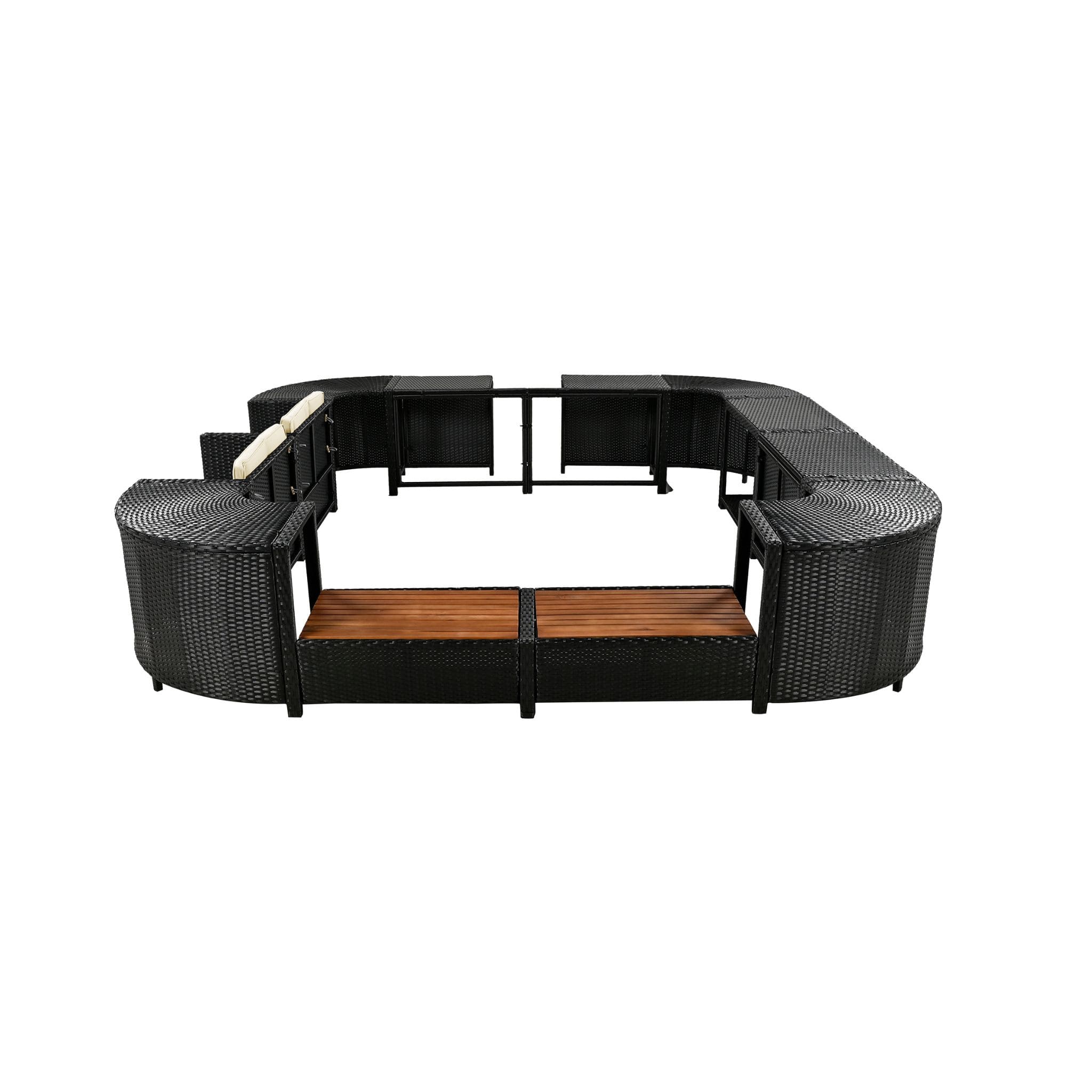 Large Outdoor Quadrilateral Spa Surround Rattan Sectional Sofa Set With Storage Compartments (SAK80217) - Energize Trek