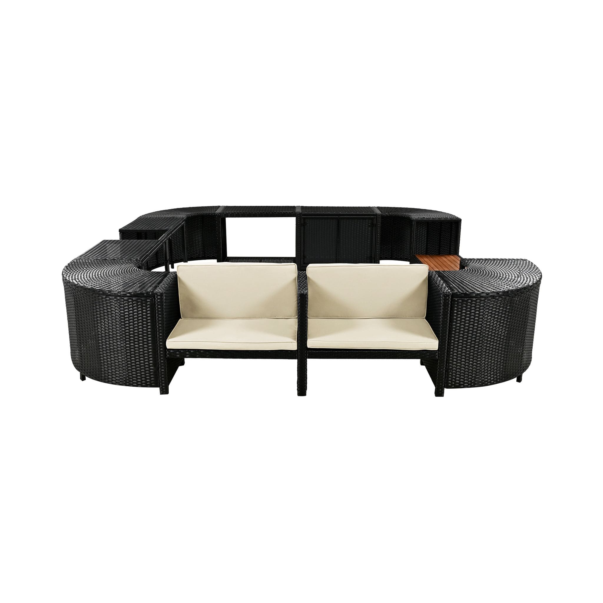 Large Outdoor Quadrilateral Spa Surround Rattan Sectional Sofa Set With Storage Compartments (SAK80217) - Energize Trek