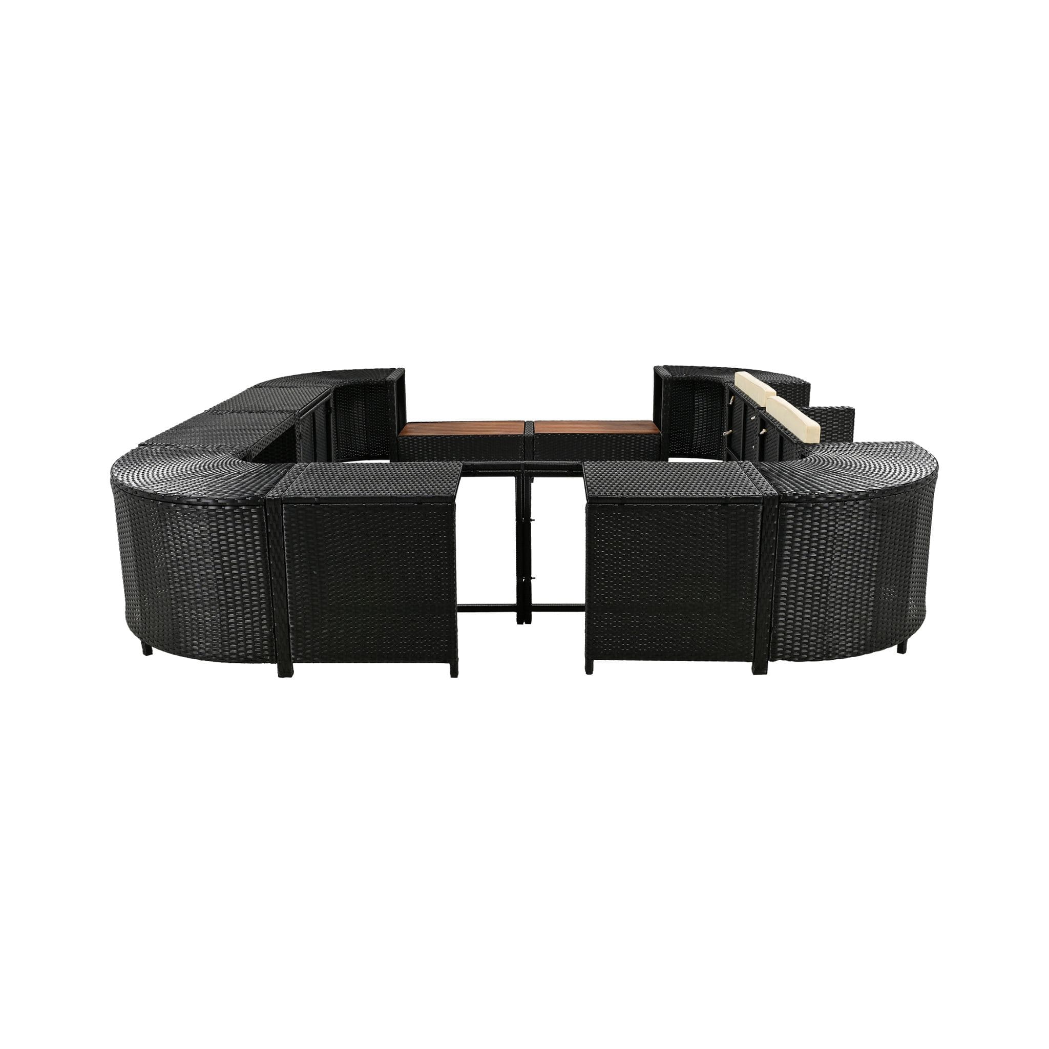 Large Outdoor Quadrilateral Spa Surround Rattan Sectional Sofa Set With Storage Compartments (SAK80217) - Energize Trek