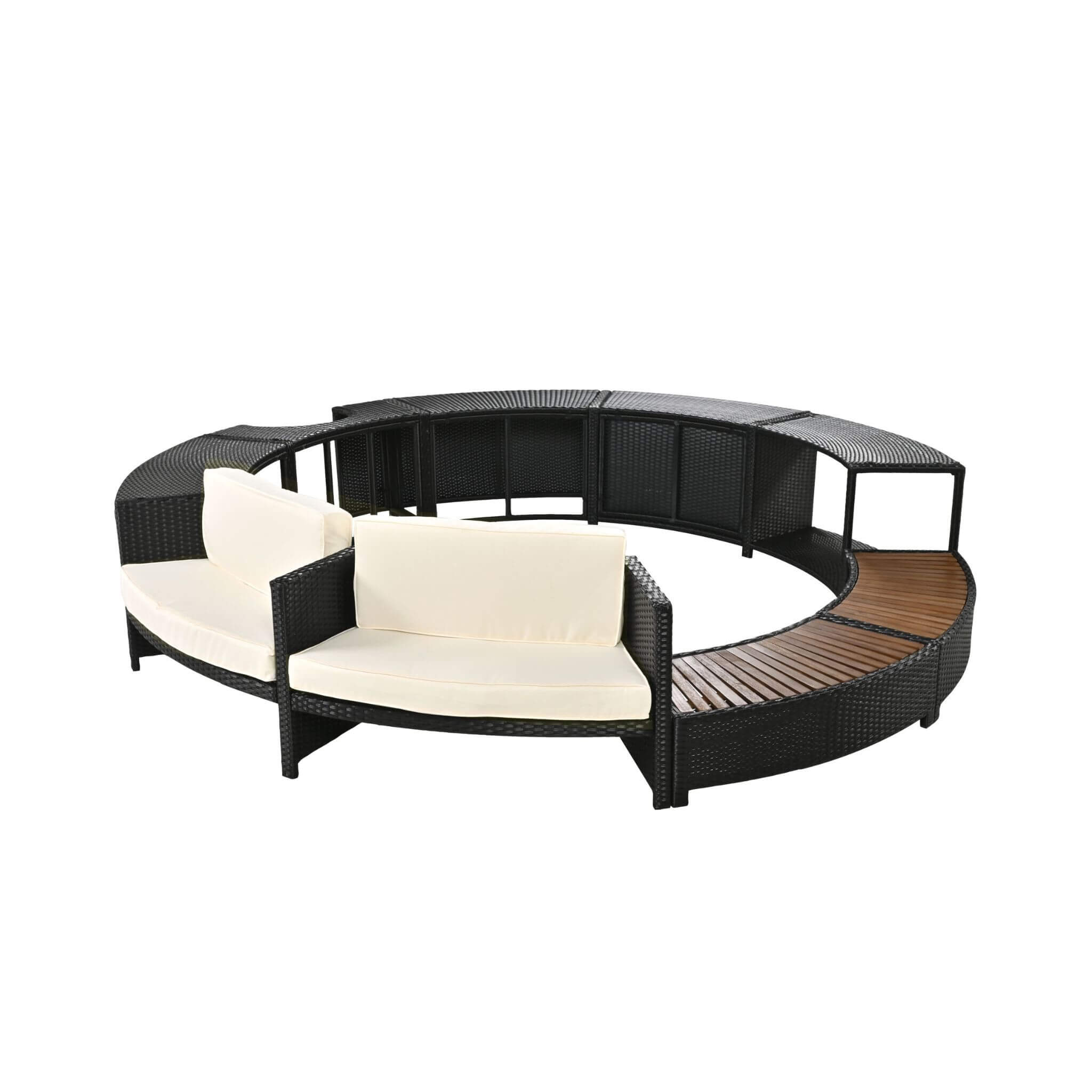 Large Premium Surround Spa Patio Rattan Sofa Set With Storage Compartments And Cushions (SAK75629) - Energize Trek
