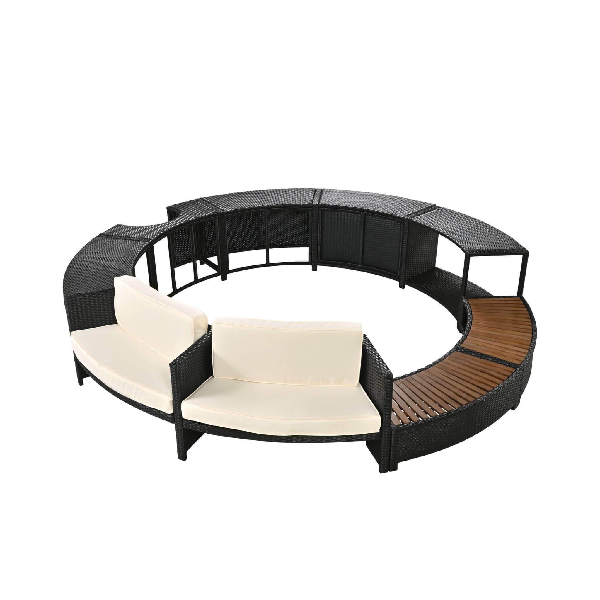 Large Premium Surround Spa Patio Rattan Sofa Set With Storage Compartments And Cushions (SAK75629) - Energize Trek