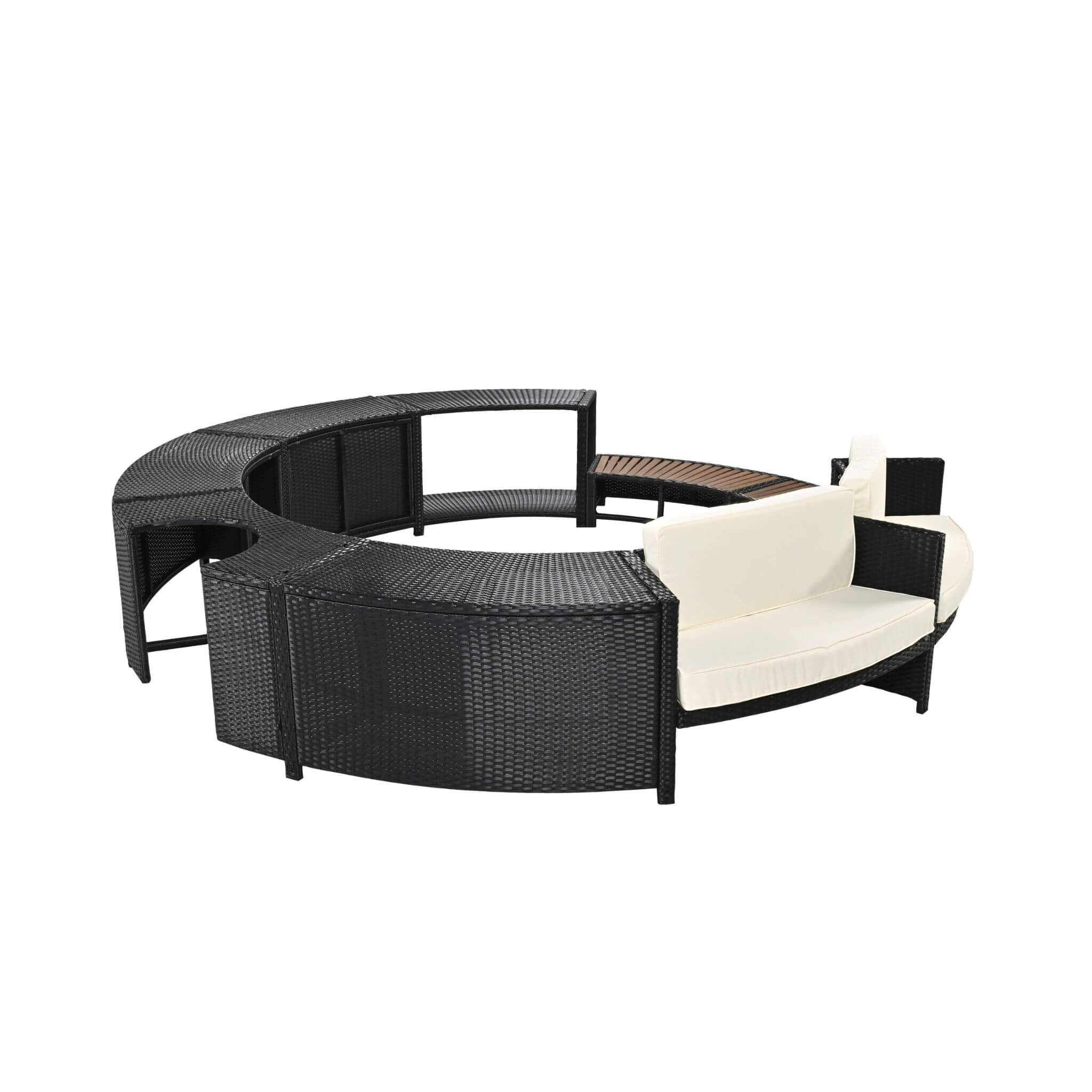 Large Premium Surround Spa Patio Rattan Sofa Set With Storage Compartments And Cushions (SAK75629) - Energize Trek