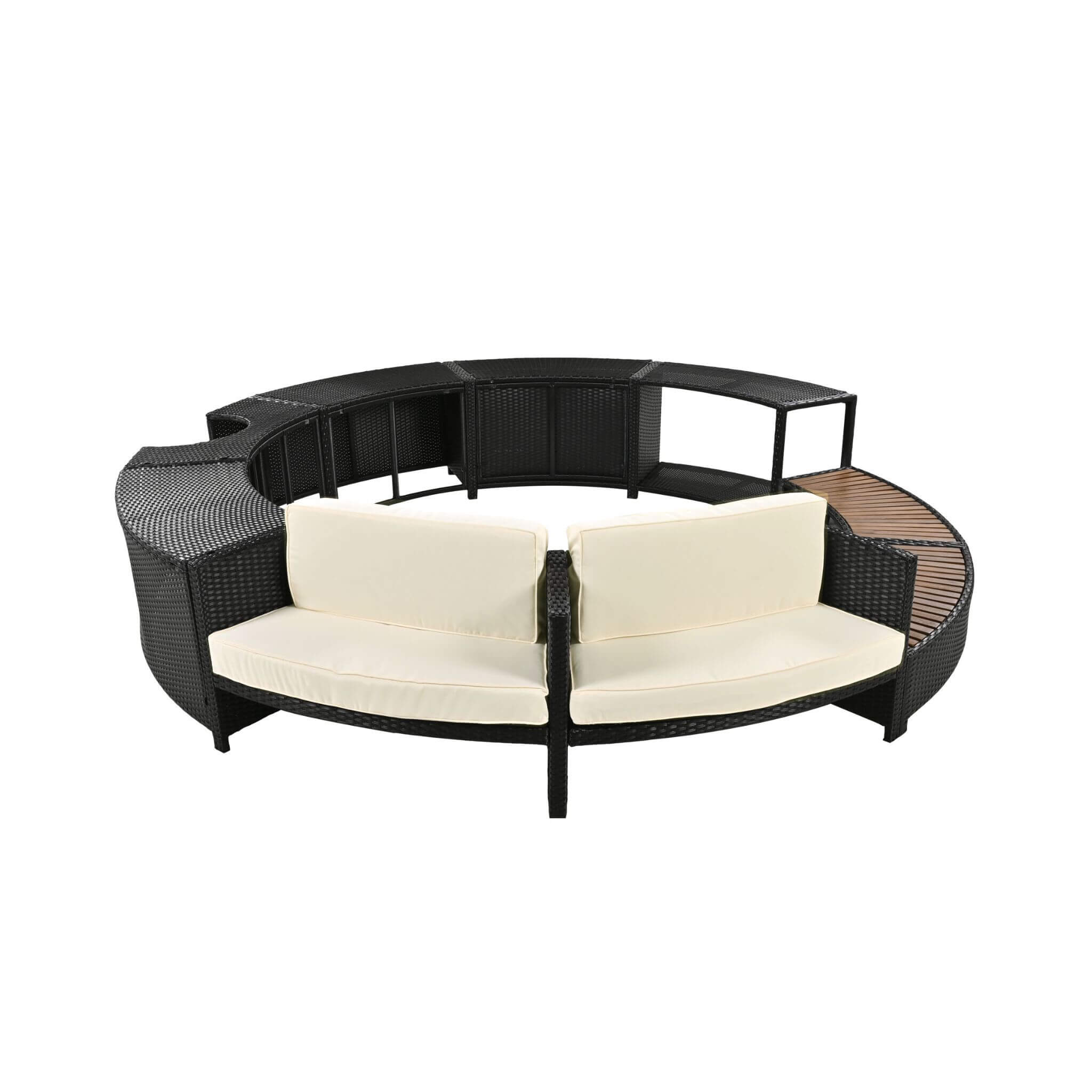 Large Premium Surround Spa Patio Rattan Sofa Set With Storage Compartments And Cushions (SAK75629) - Energize Trek