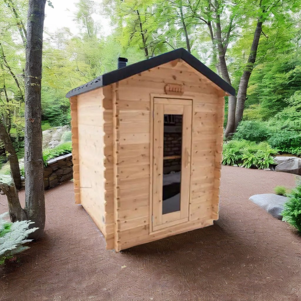 LeisureCraft Granby 2-3 Person Outdoor Sauna – Premium Cedar Cabin Design - Energize Trek