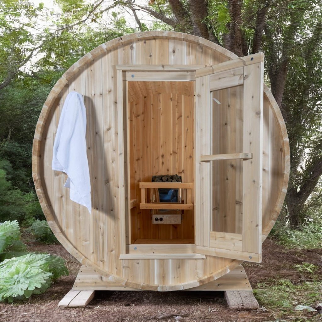 Leisurecraft Timber Harmony 4 Person Outdoor Barrel Sauna - Energize Trek