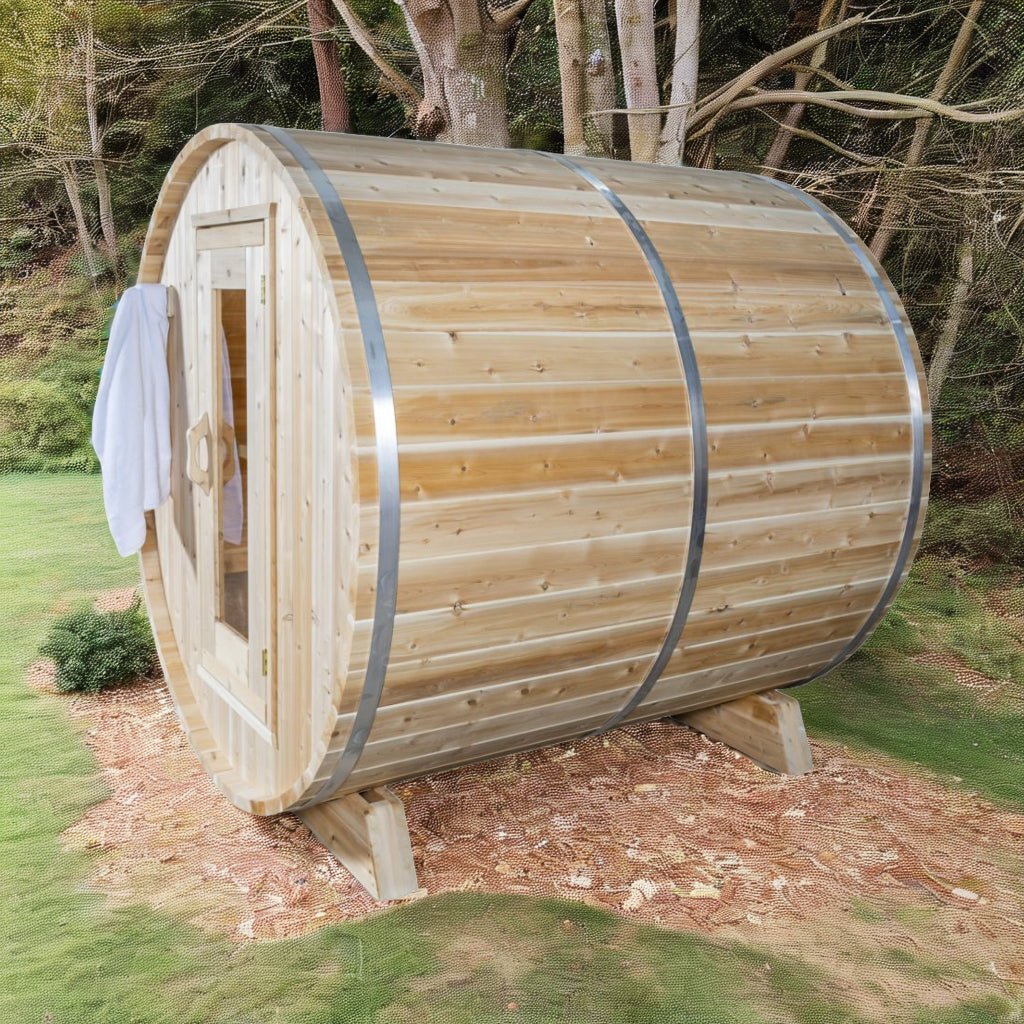 Leisurecraft Timber Harmony 4 Person Outdoor Barrel Sauna - Energize Trek