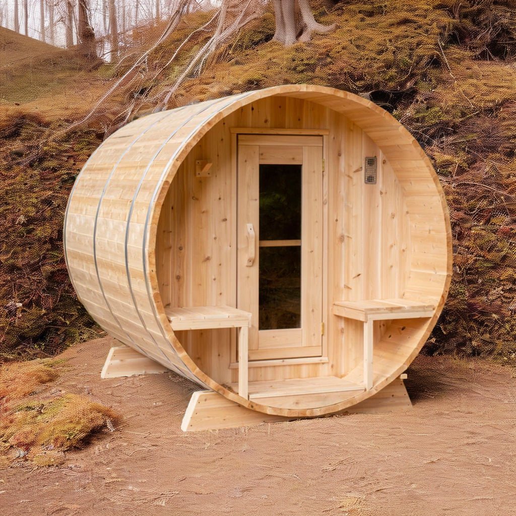 LeisureCraft Tranquility Barrel Sauna for up to 8 People | Premium Canadian Cedar - Energize Trek