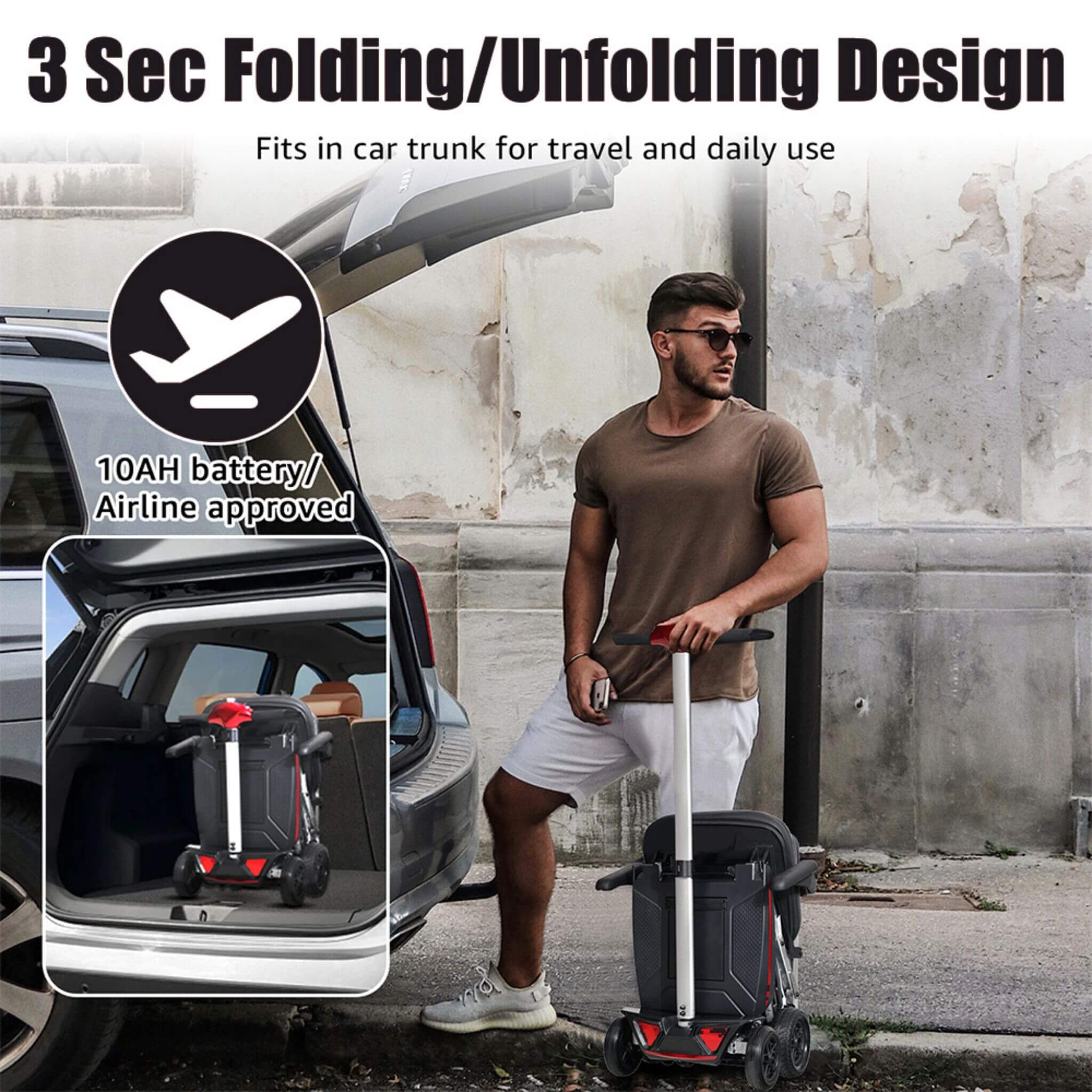 Lightweight Powered Folding Mobility Scooter For Adults And Seniors (SAK53214) - Energize Trek