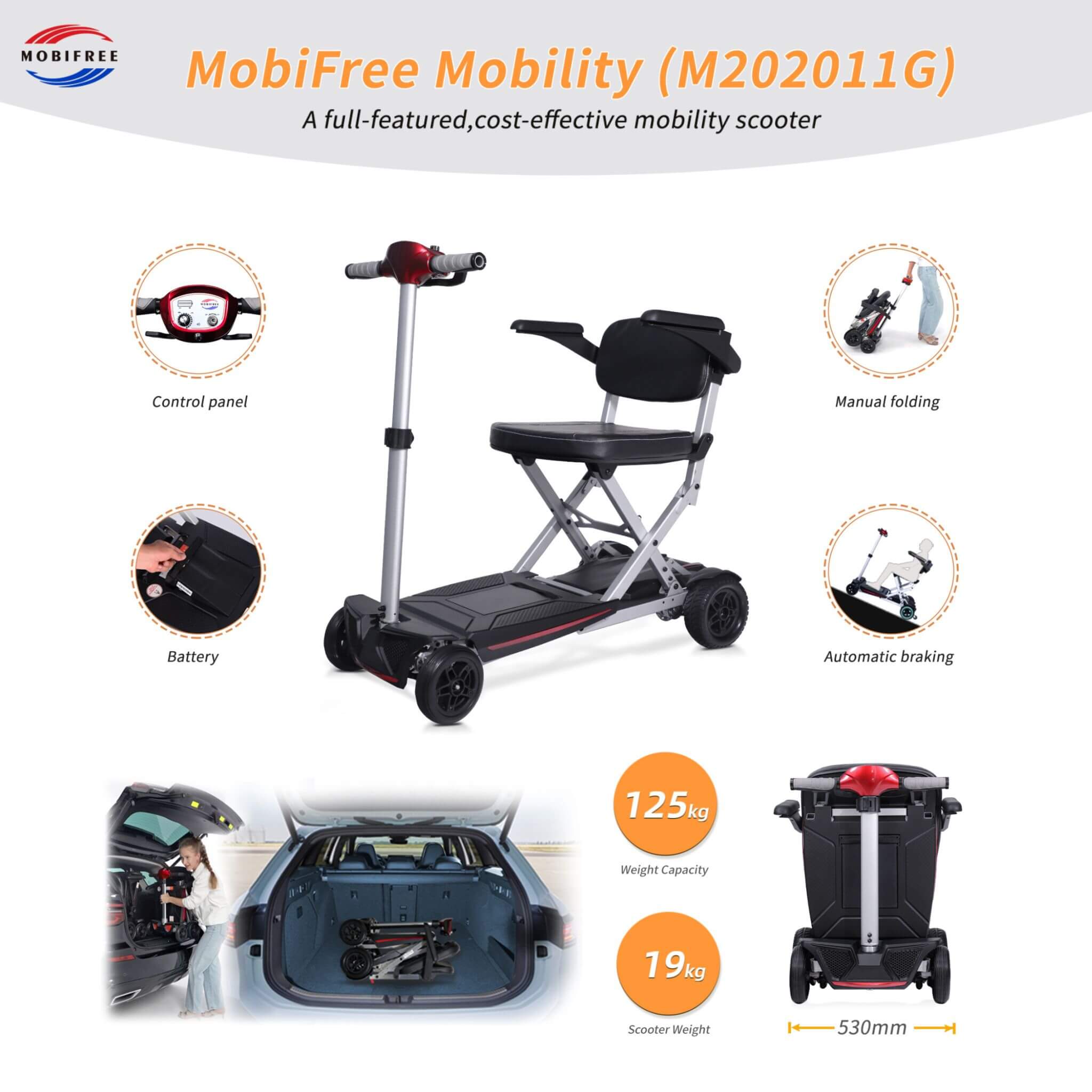 Lightweight Powered Folding Mobility Scooter For Adults And Seniors (SAK53214) - Energize Trek