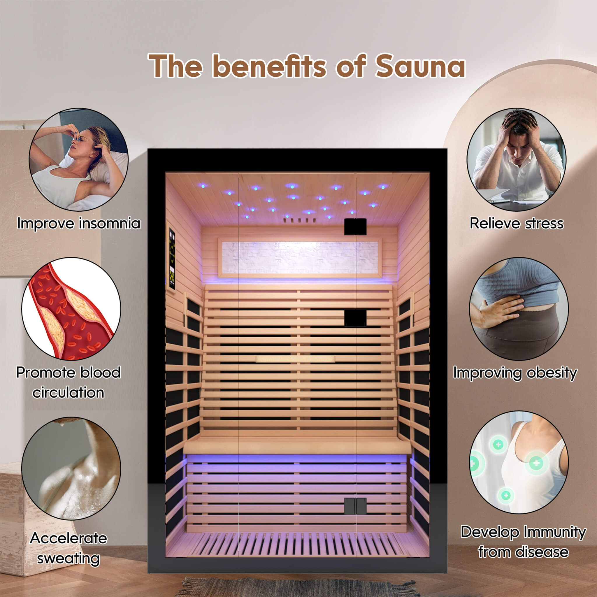 Luxury 2-Person Canadian Hemlock Wood Far Infrared Home Sauna (SAK02184) - Energize Trek