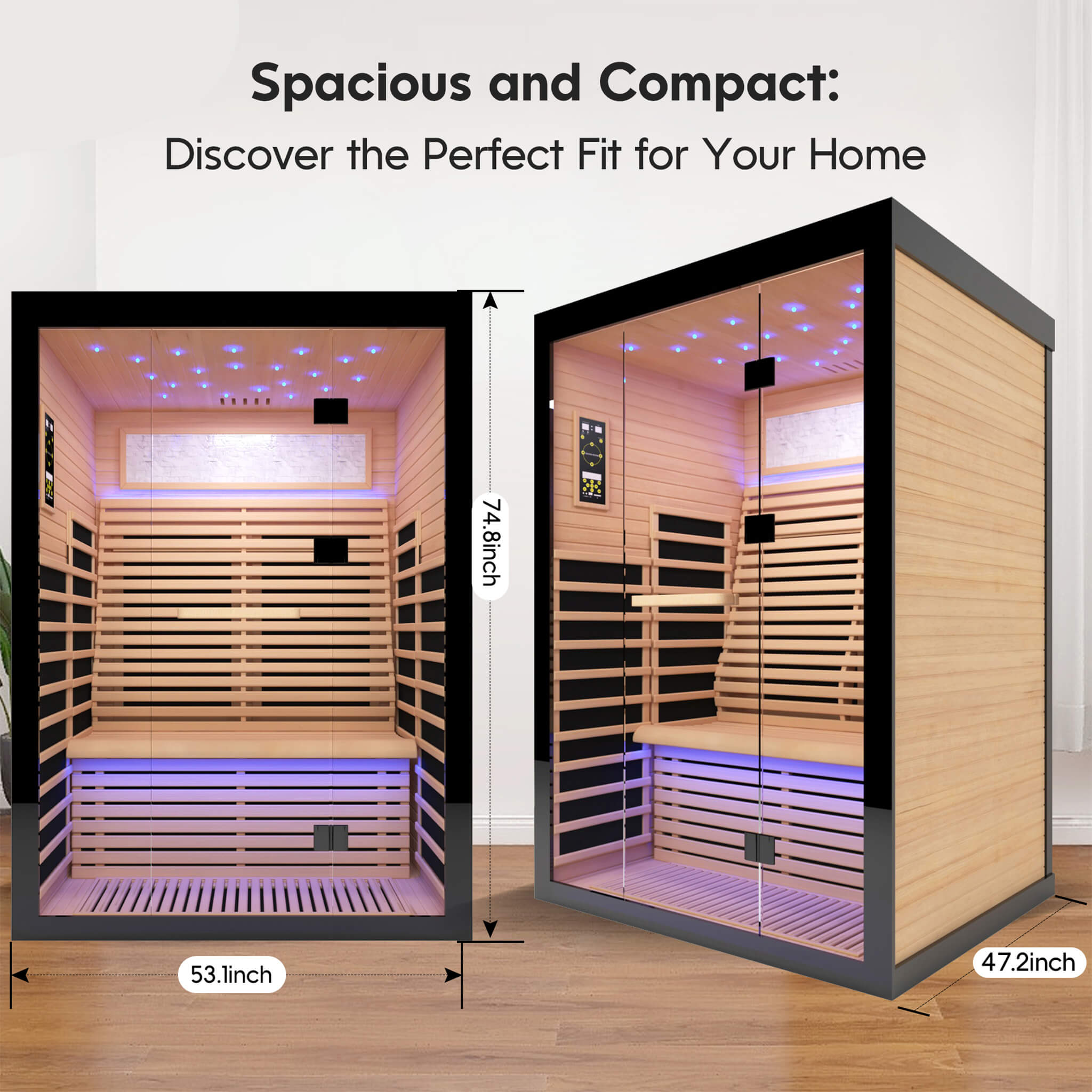Luxury 2-Person Canadian Hemlock Wood Far Infrared Home Sauna (SAK02184) - Energize Trek
