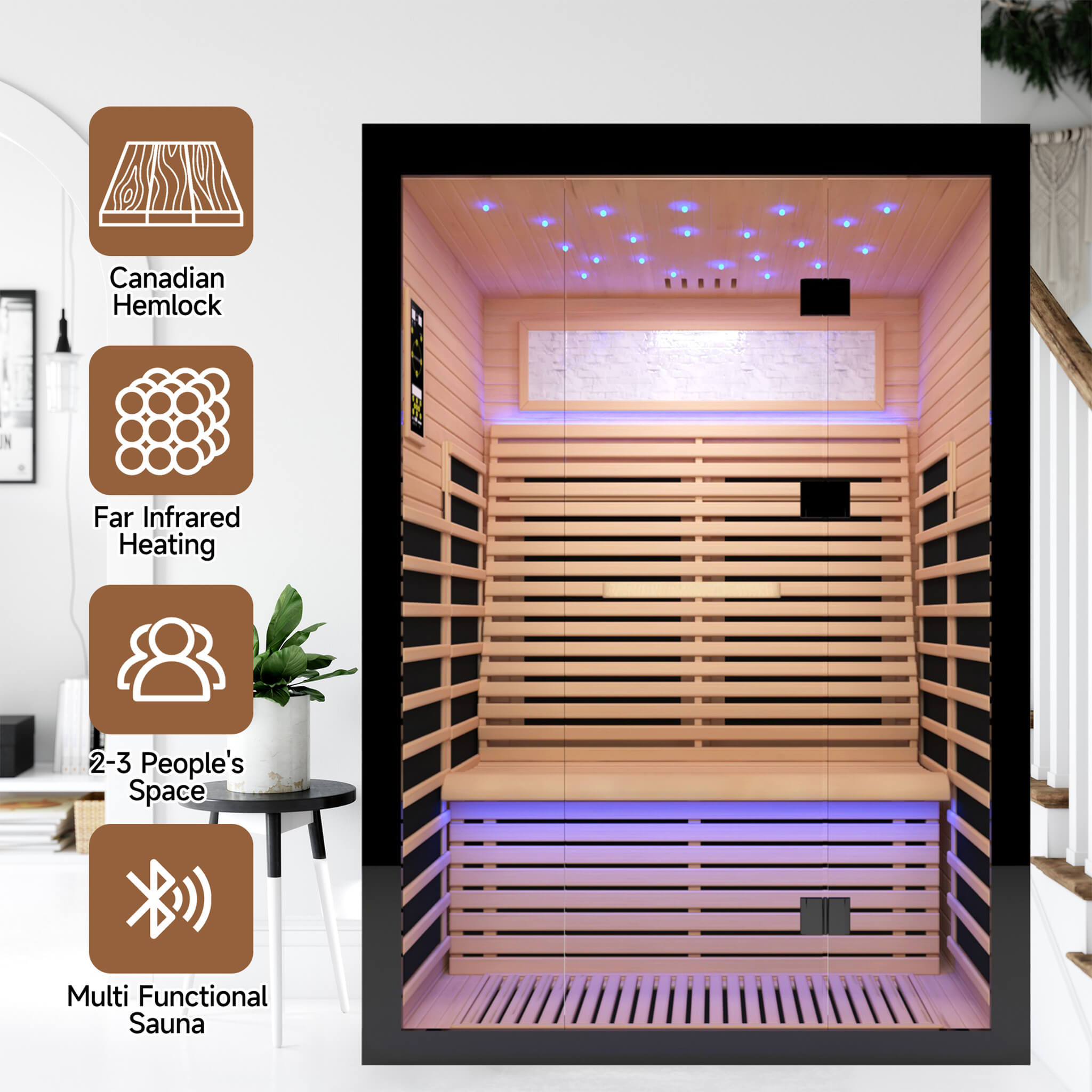 Luxury 2-Person Canadian Hemlock Wood Far Infrared Home Sauna (SAK02184) - Energize Trek