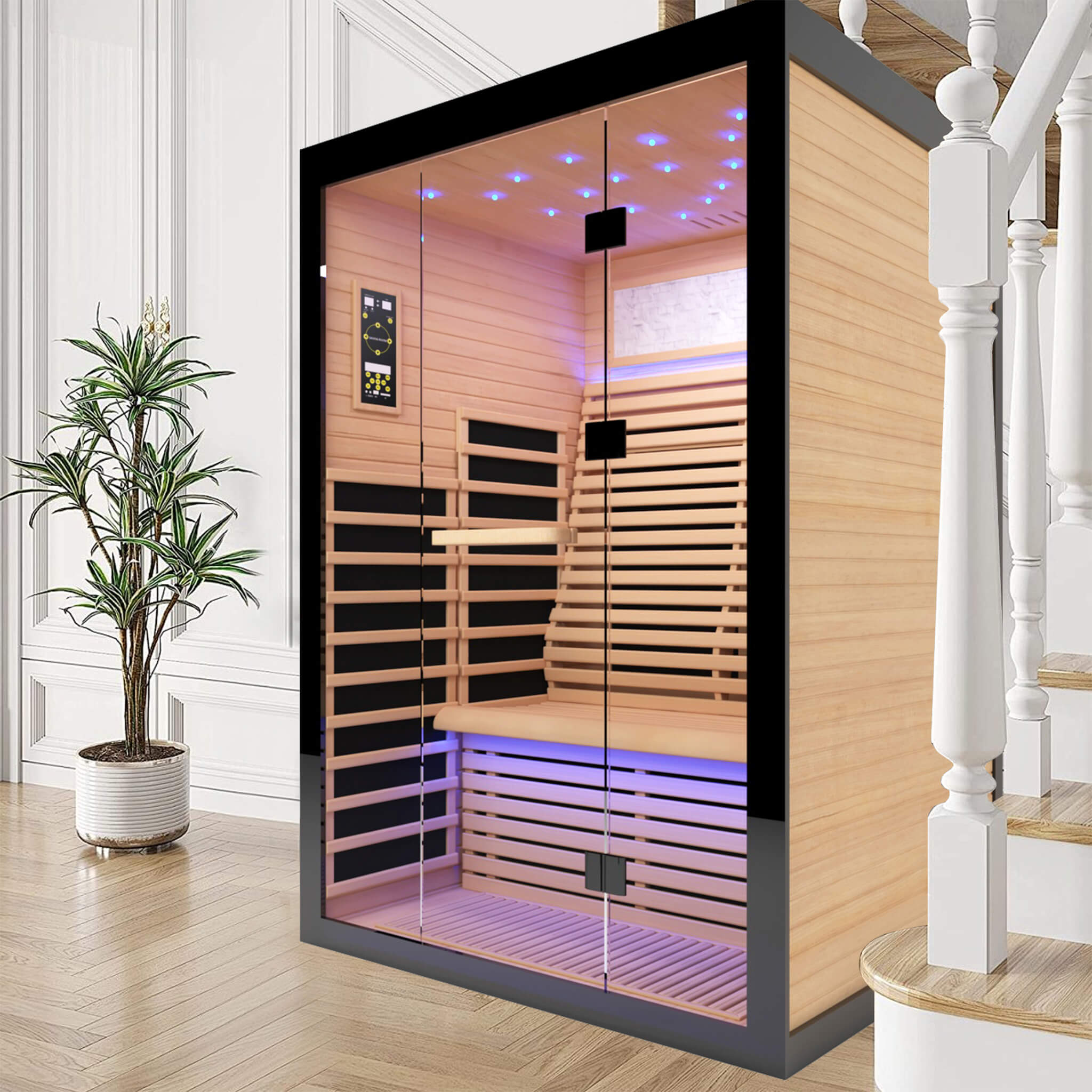 Luxury 2-Person Canadian Hemlock Wood Far Infrared Home Sauna (SAK02184) - Energize Trek