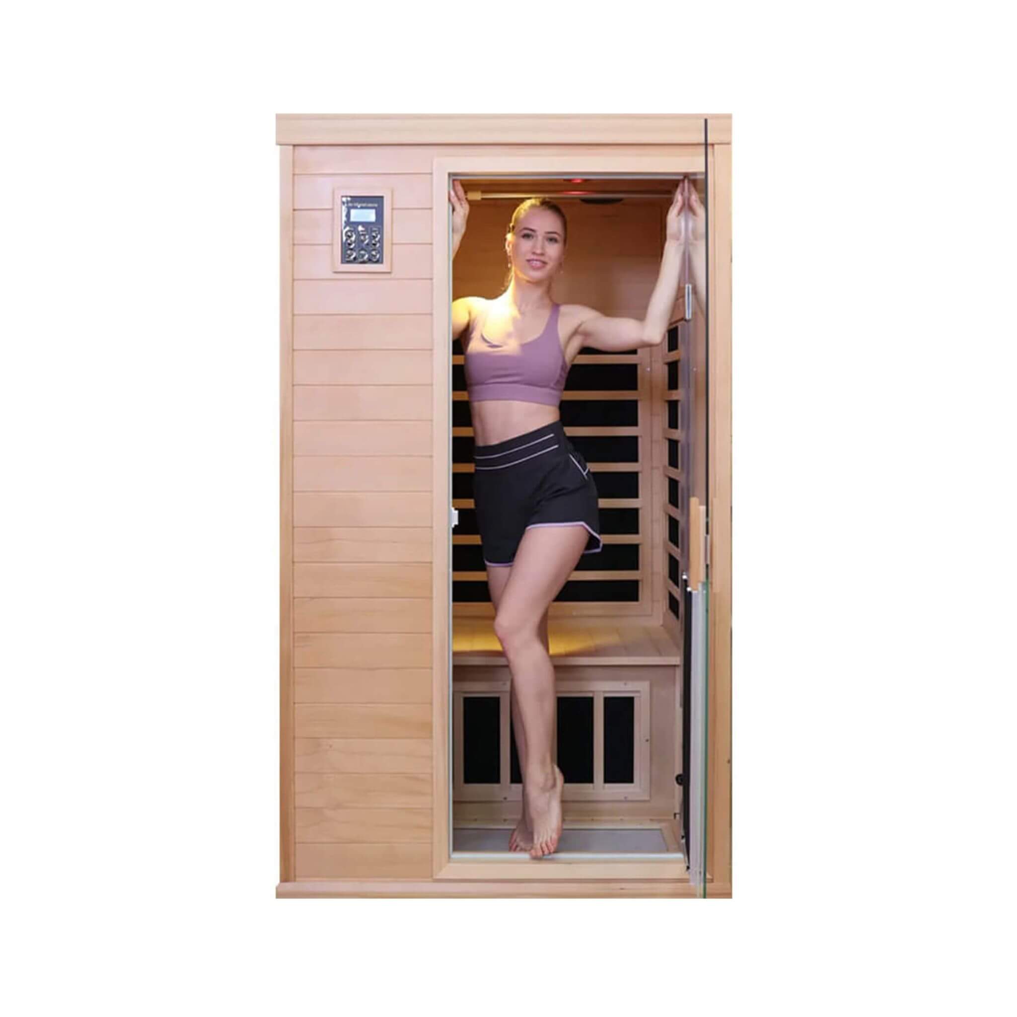 Luxury 2-Person Hemlock Wood FAR Infrared Sauna Room W/ Glass Door, 1750W (SAK81525) - Energize Trek