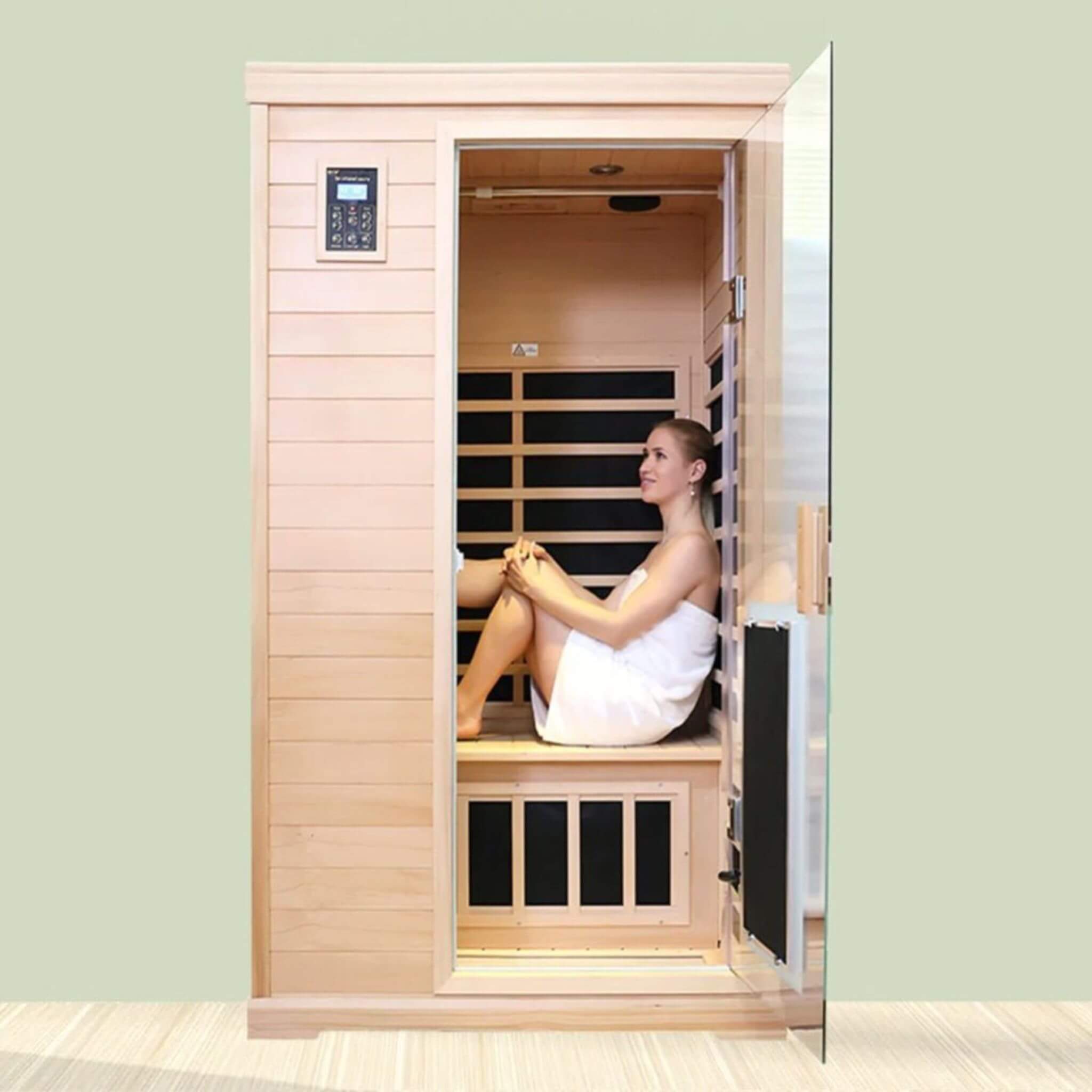 Luxury 2-Person Hemlock Wood FAR Infrared Sauna Room W/ Glass Door, 1750W (SAK81525) - Energize Trek