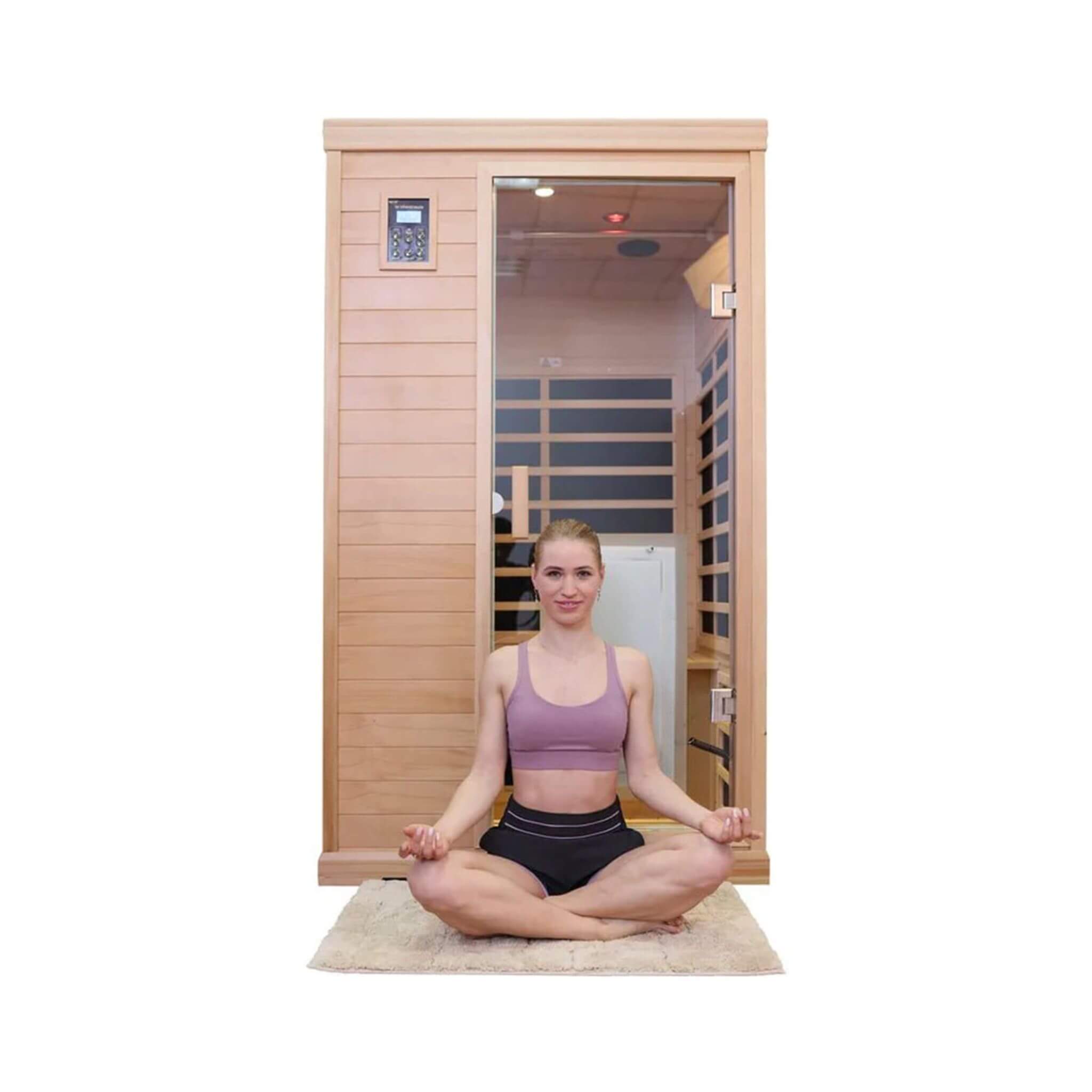 Luxury 2-Person Hemlock Wood FAR Infrared Sauna Room W/ Glass Door, 1750W (SAK81525) - Energize Trek