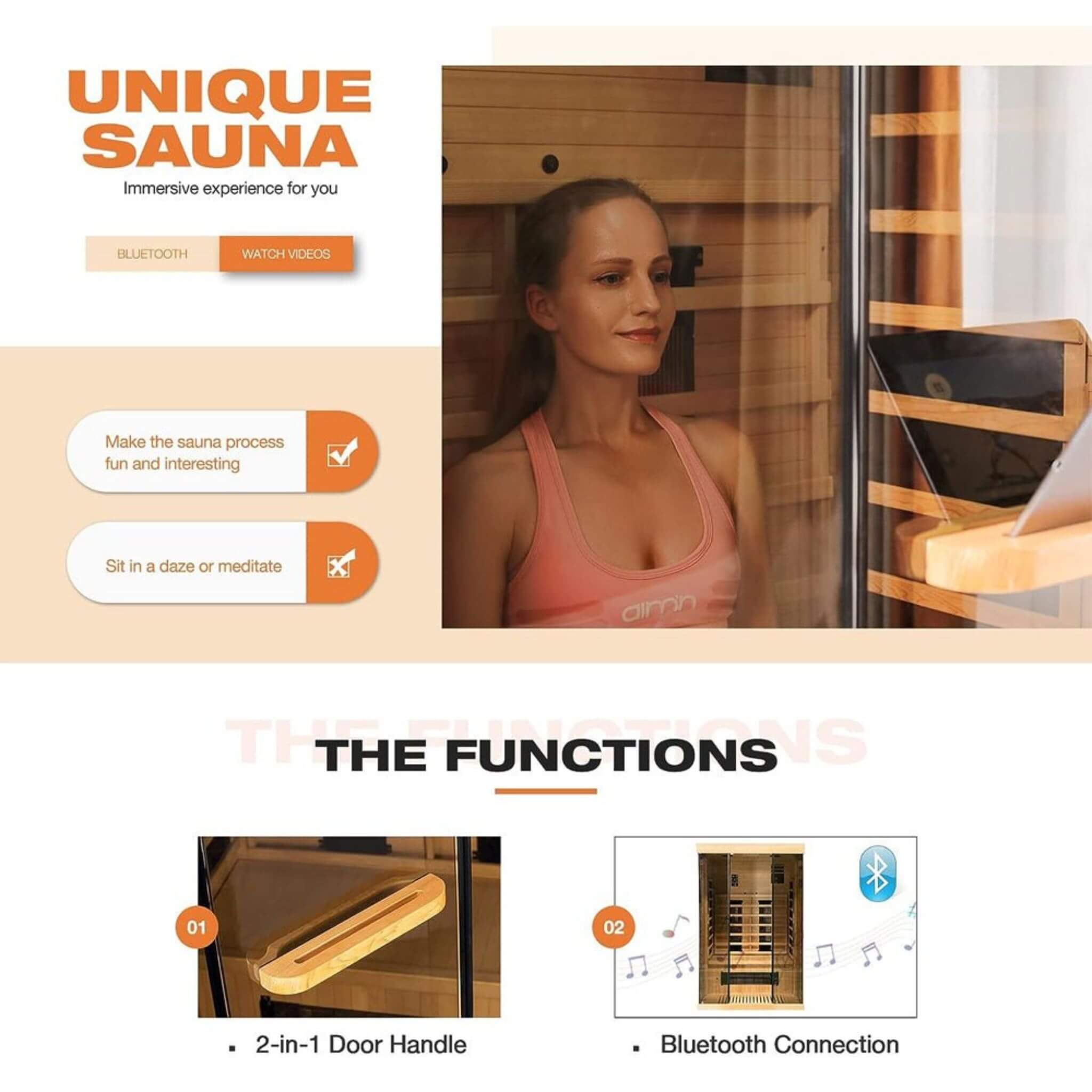 Luxury 2-Person Low EMF FAR Infrared Heat Wood Home Personal Spa Sauna W/ Panoramic Tempered Glass, 2000W (SAK27481) - Energize Trek