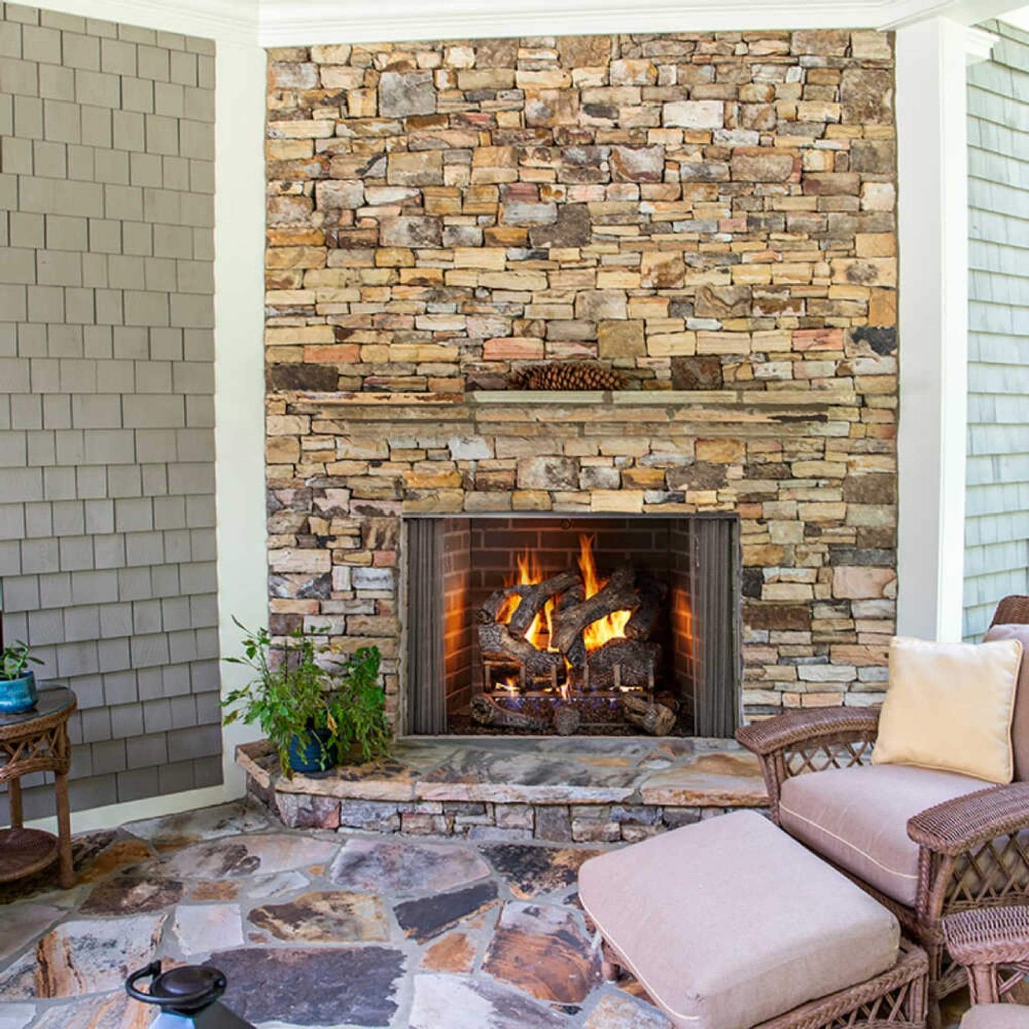 Majestic Cottagewood 42" Gray Refractory Outdoor Wood-Burning Fireplace [ODCTGWD-42/H] (SAK13958) - Energize Trek