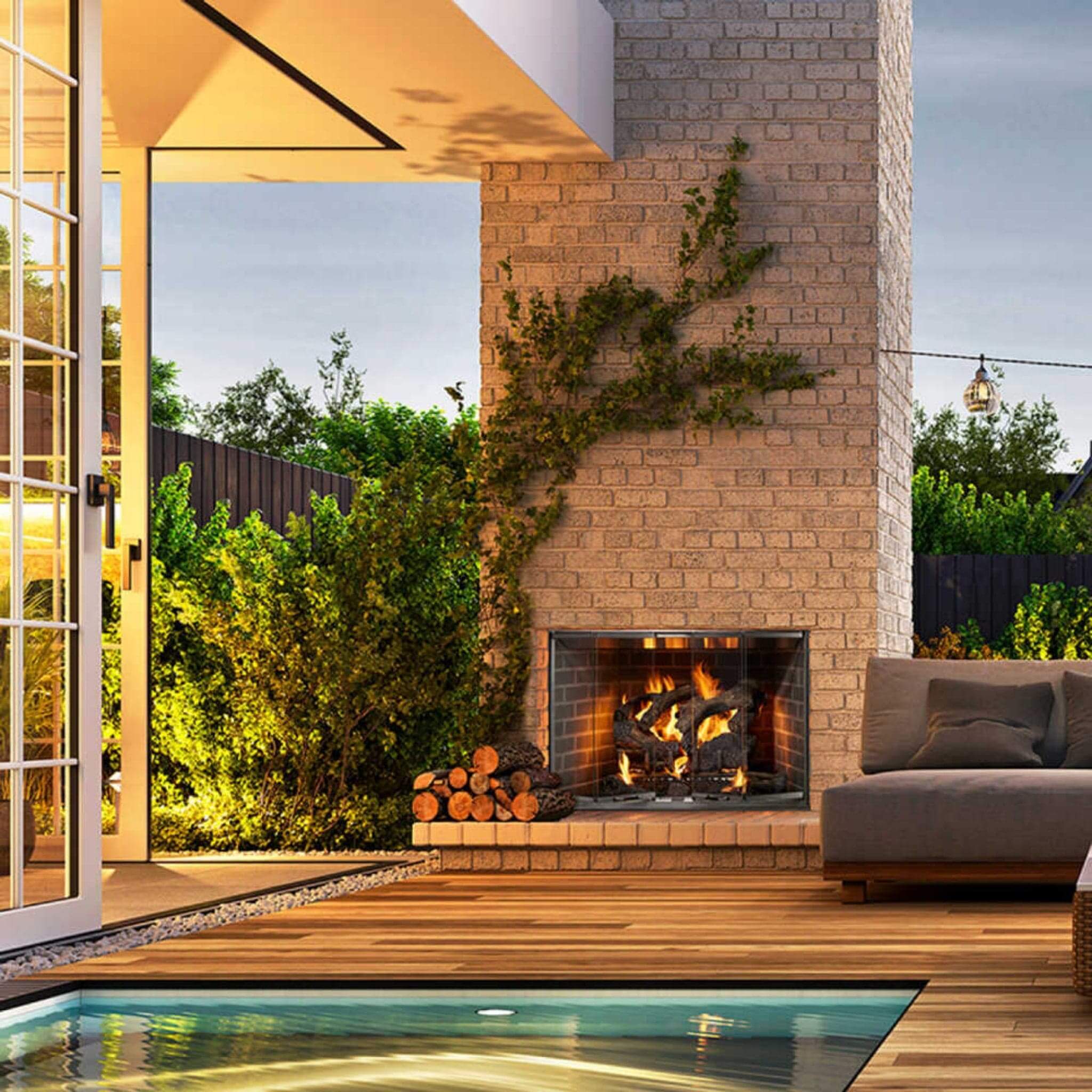 Majestic Cottagewood 42" Gray Refractory Outdoor Wood-Burning Fireplace [ODCTGWD-42/H] (SAK13958) - Energize Trek