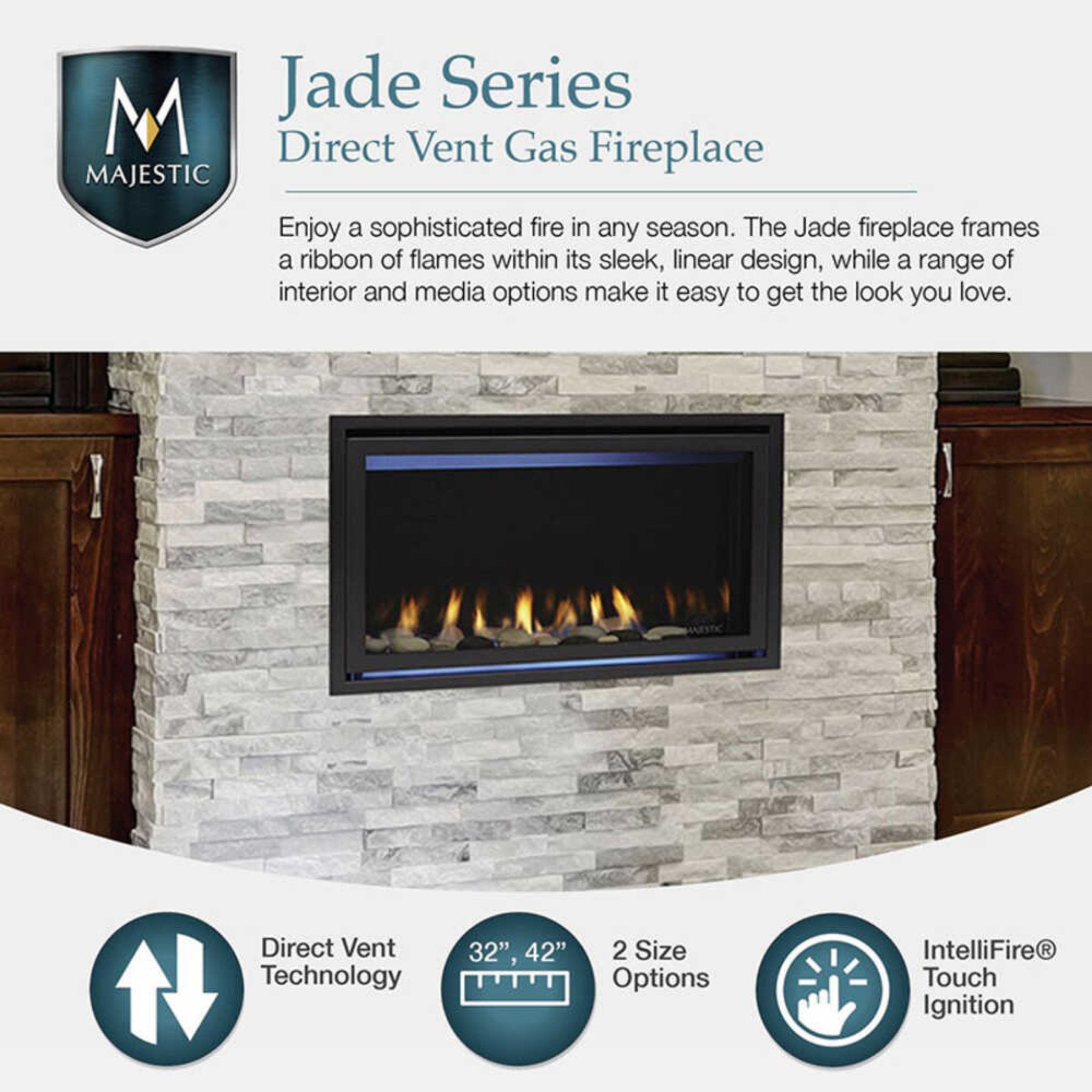 Majestic Jade 42" Direct Vent Fireplace [JADE42IL/IN-B] (SAK15926) - Energize Trek