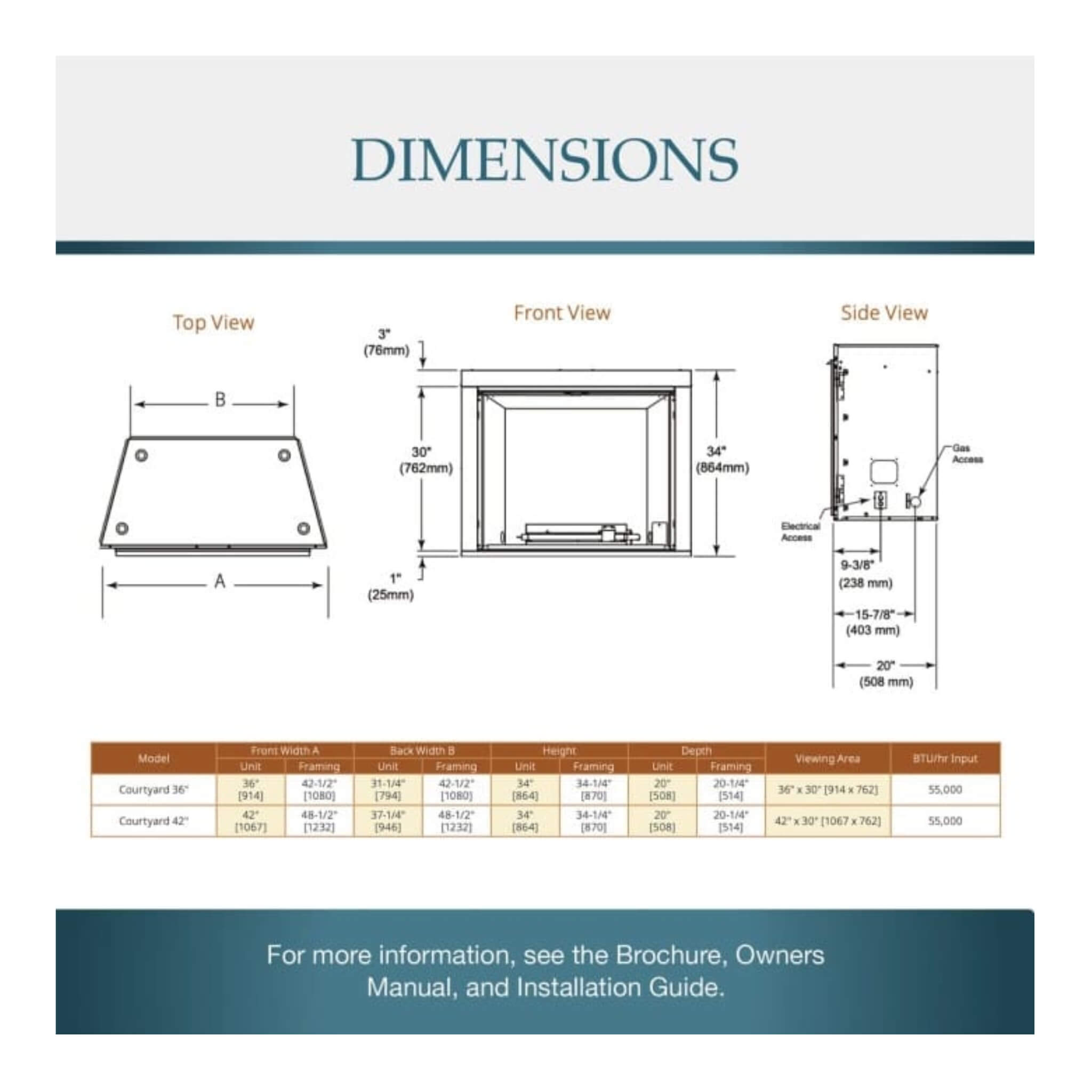 Majestic Courtyard 55K BTU 42" Traditional Outdoor Gas Fireplace With Stacked Concrete Refractory [ODCOUG-42TS] (SAK75312) - Energize Trek