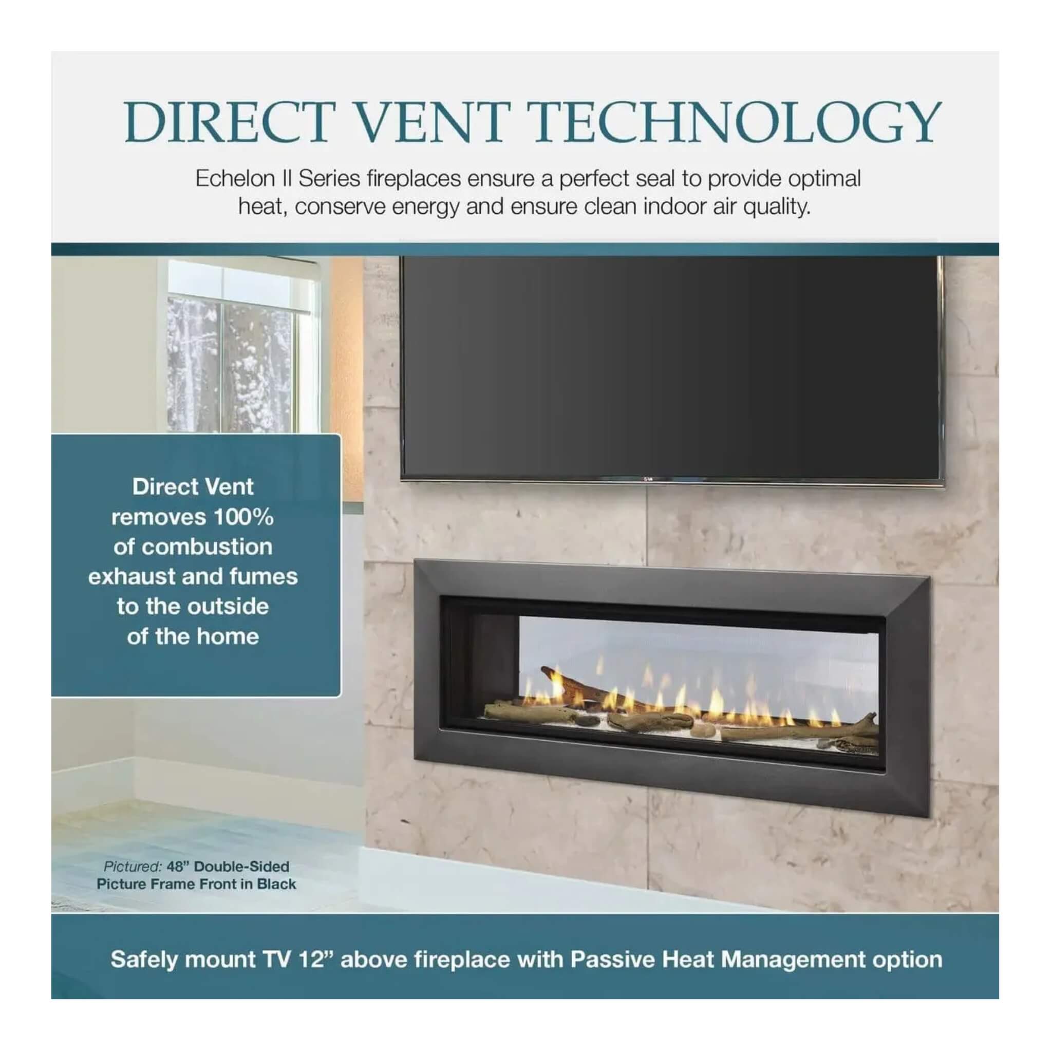 Majestic Echelon II 48" See-Through Direct Vent Fireplace [ECHEL48STIN-C] (SAK69284) - Energize Trek