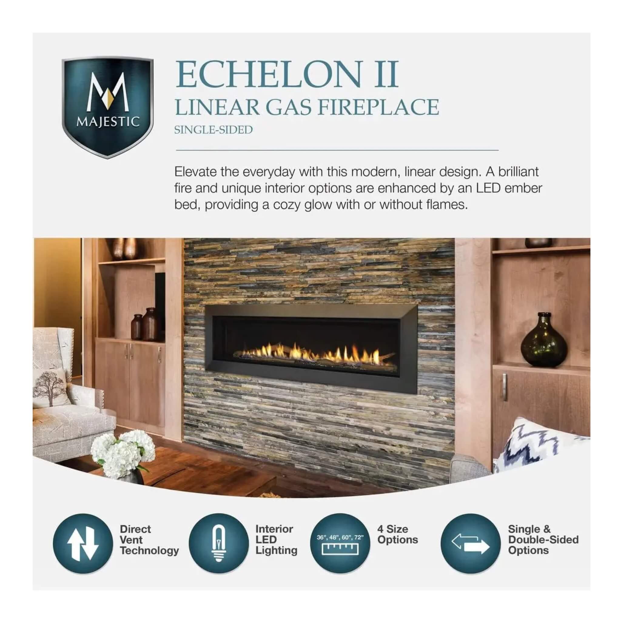 Majestic Echelon II 48" See-Through Direct Vent Fireplace [ECHEL48STIN-C] (SAK69284) - Energize Trek
