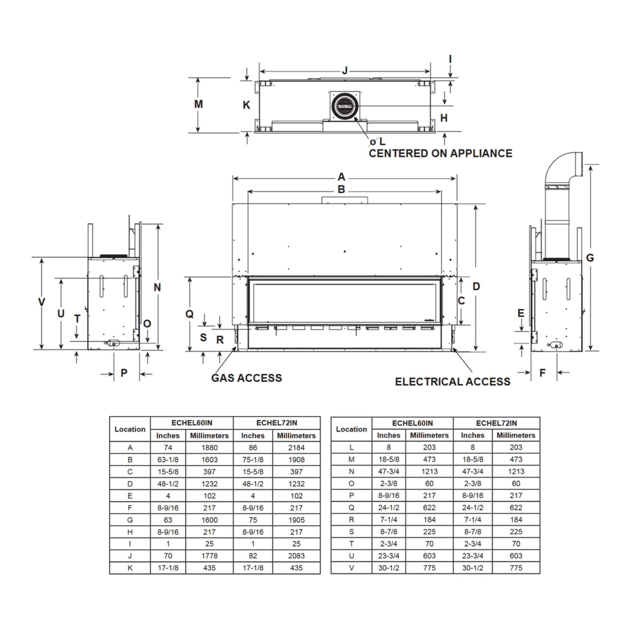 Majestic Echelon II 60" Linear Direct Vent Fireplace [ECHEL60IN-C] (SAK57214) - Energize Trek