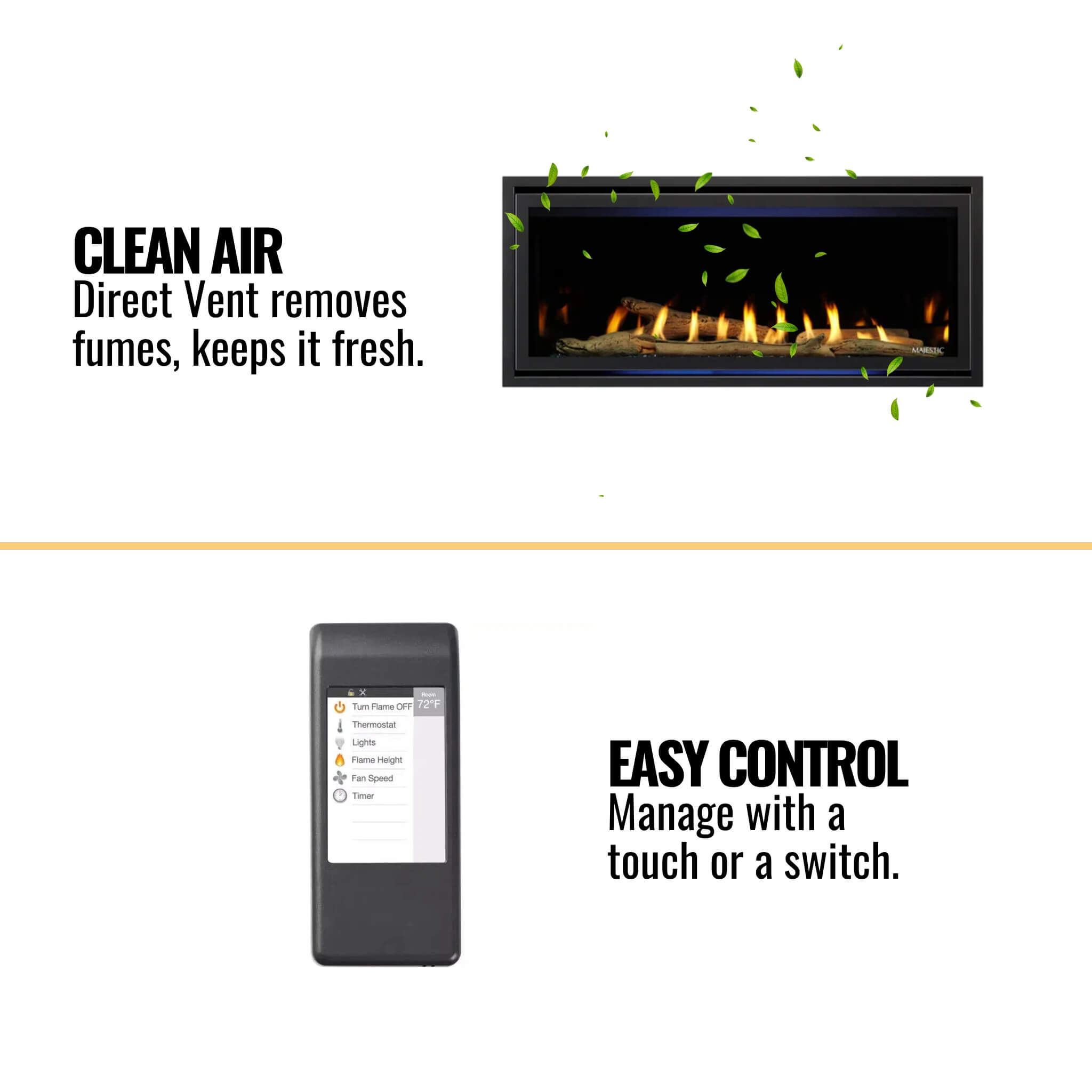 Majestic Jade 42" Direct Vent Fireplace [JADE42IL/IN-B] (SAK15926) - Energize Trek