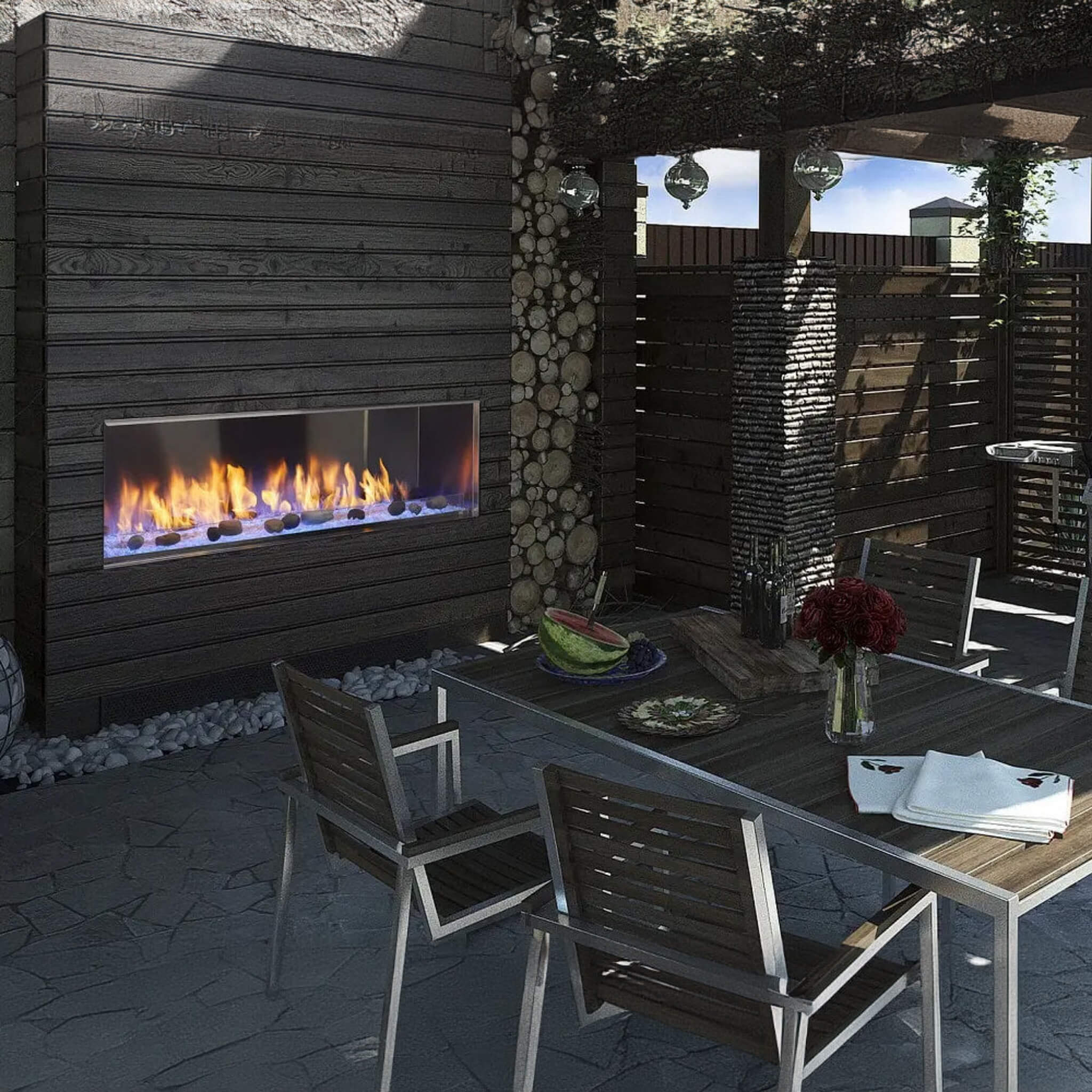 Majestic Lanai 48" Single Sided Linear Outdoor Gas Fireplace [ODLANAIG-48] (SAK95127) - Energize Trek