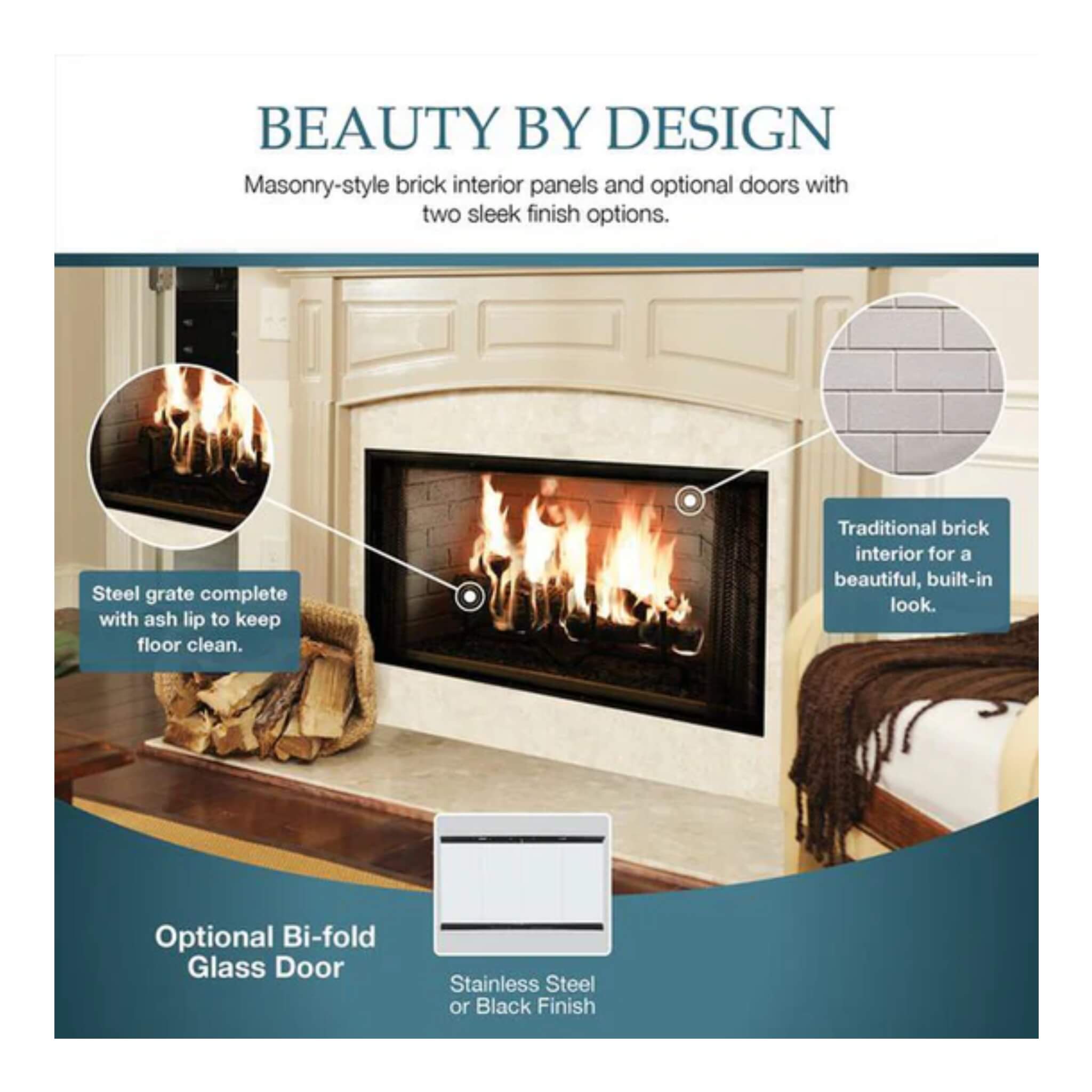 Majestic Royalton 42" Wood Burning Fireplace With Invisible Smoke Shield [BE42] (SAK14346) - Energize Trek