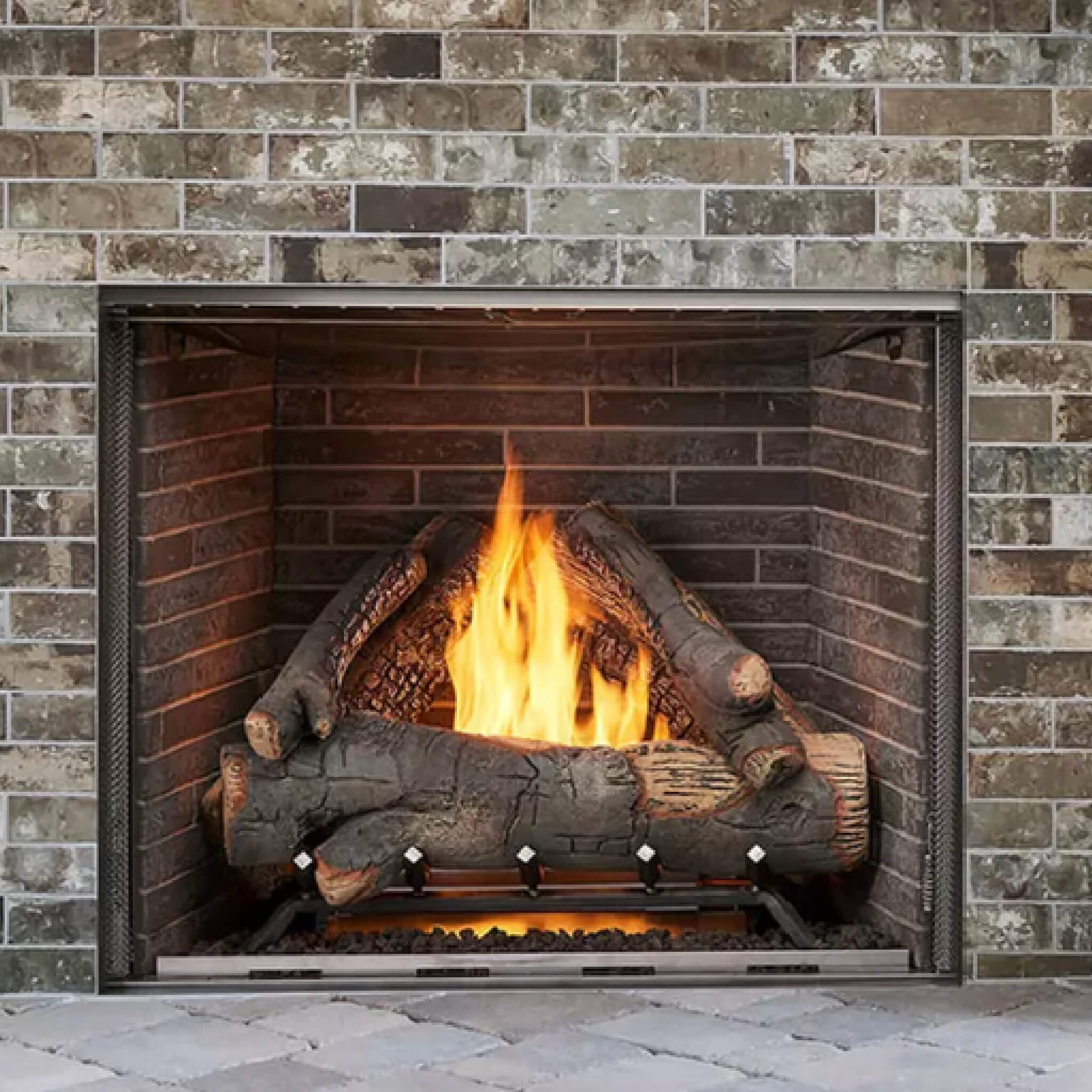 Majestic Traditional Stacked Brick Courtyard Outdoor Gas Fireplace [ODCOUG-36/42SSL] (SAK95813) - Energize Trek
